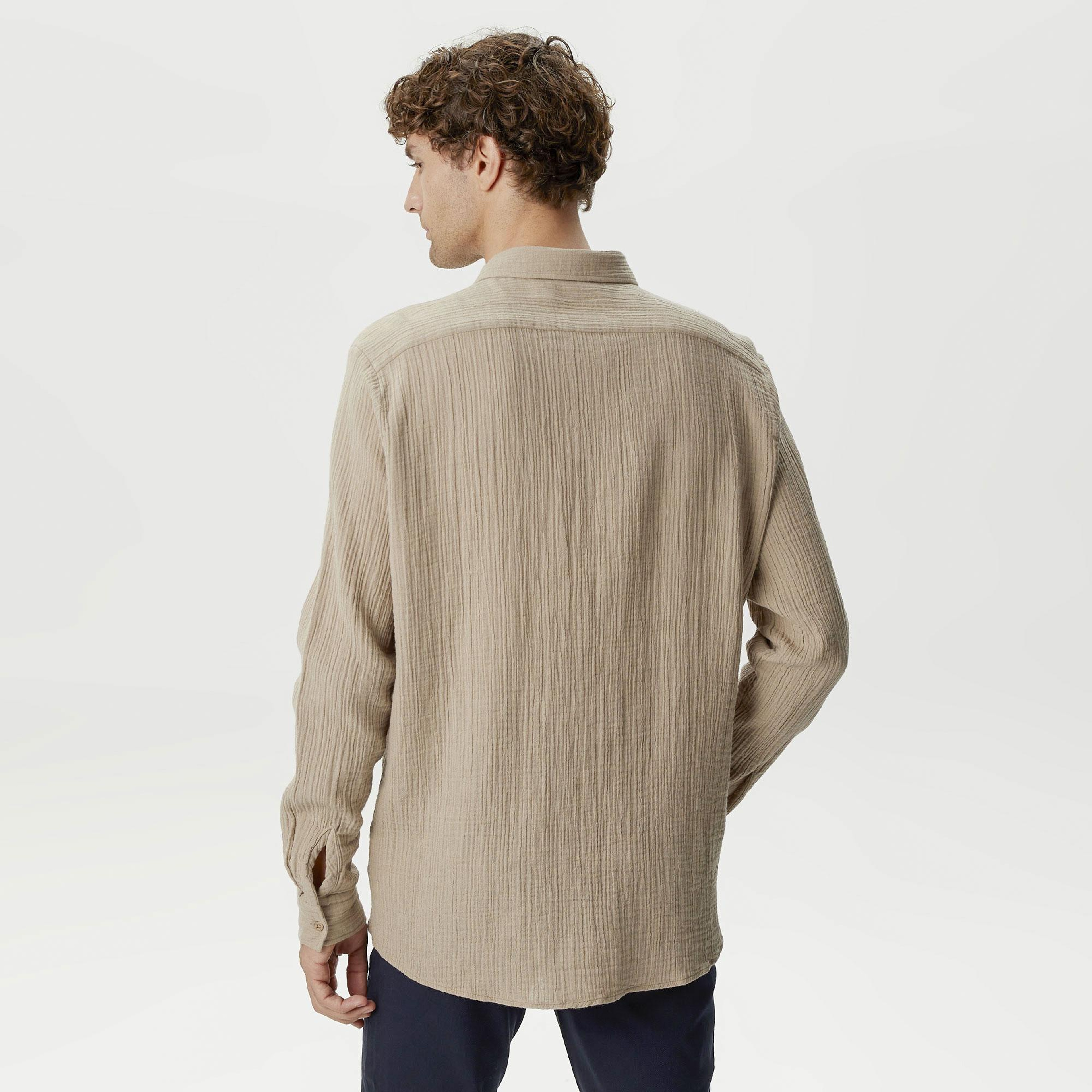 Nautica Erkek Bej Classic Fit Gömlek