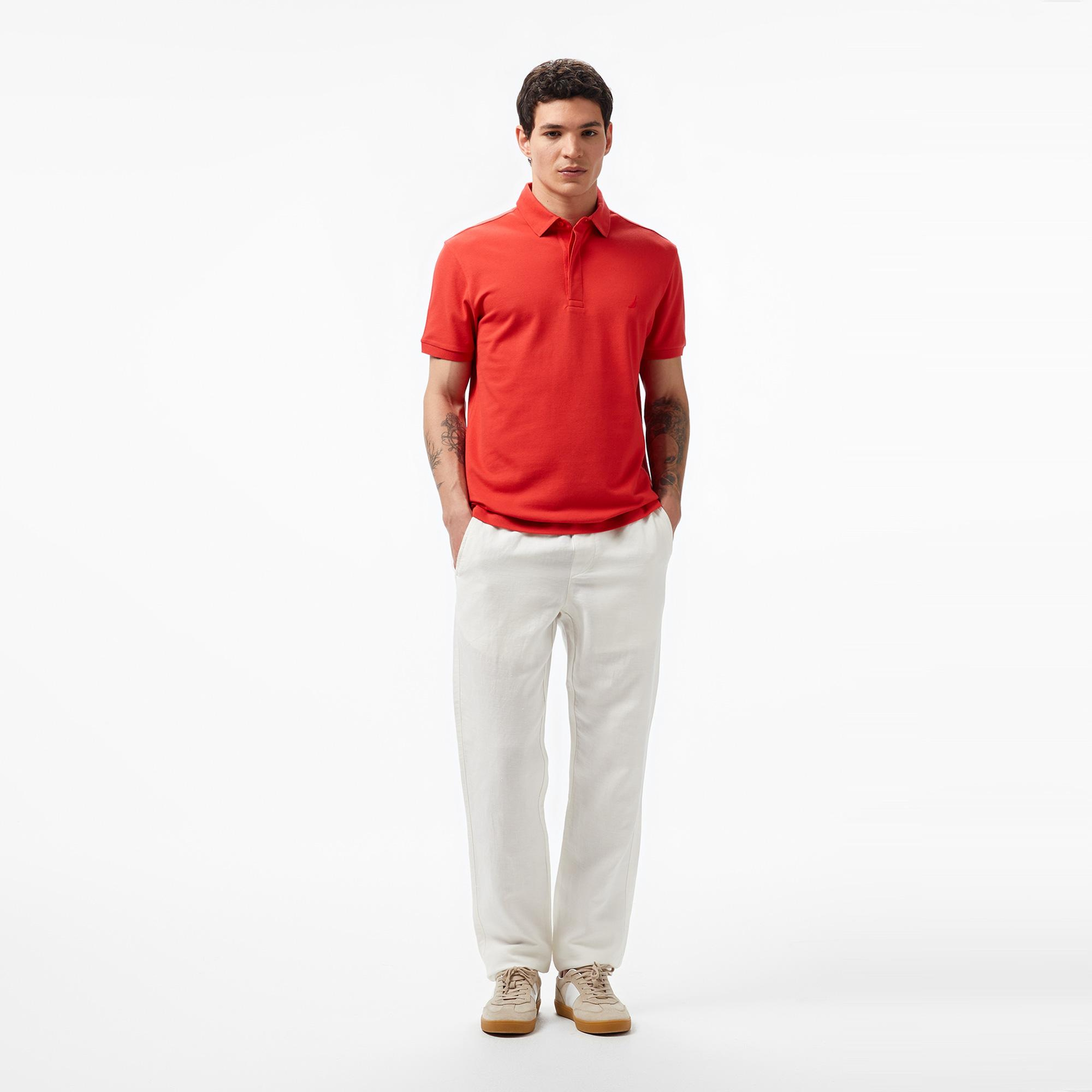 Nautica Erkek Kırmızı Slim Fit Kısa Kollu Polo Yaka T-Shirt