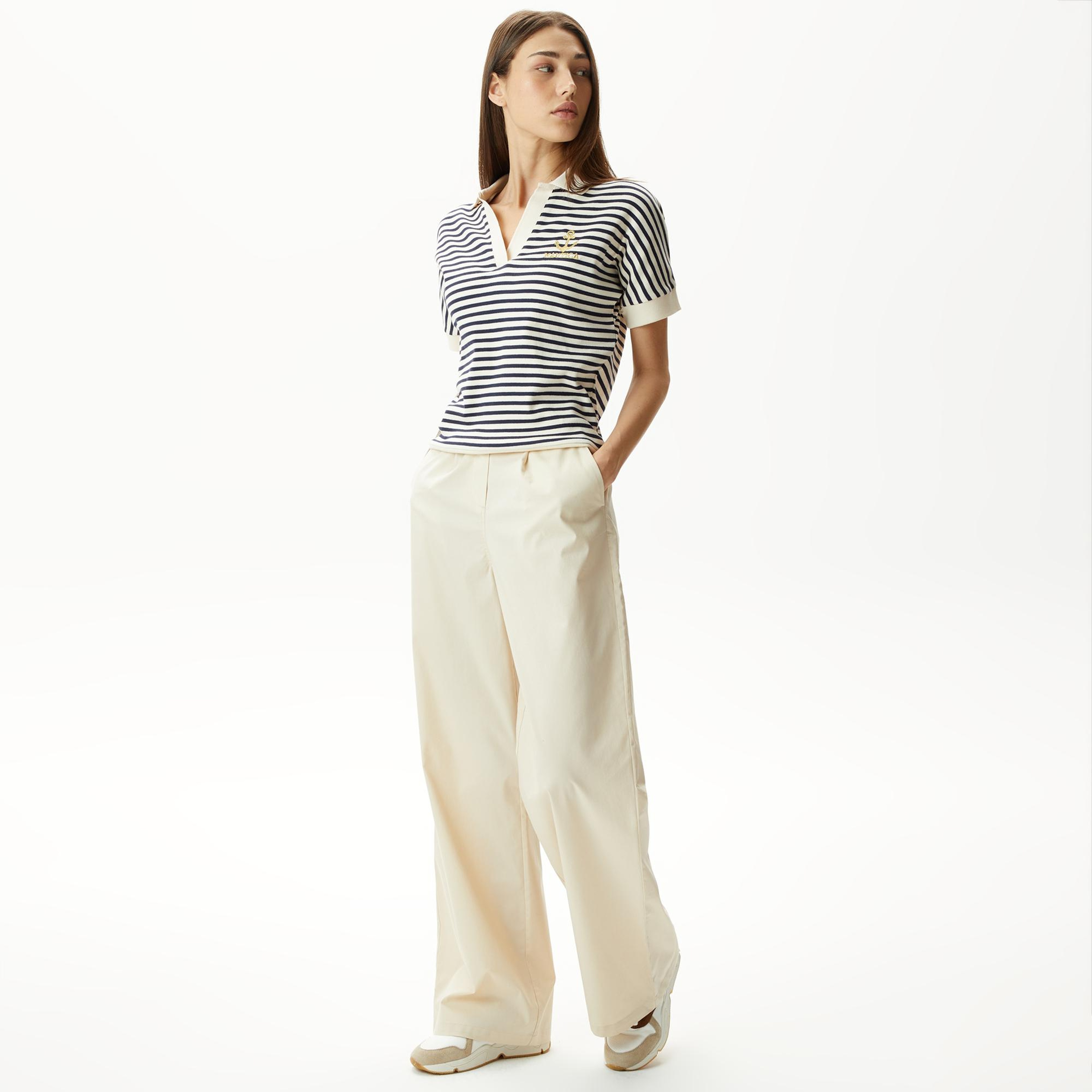 Nautica Kadın Beyaz Standart Fit Pantolon