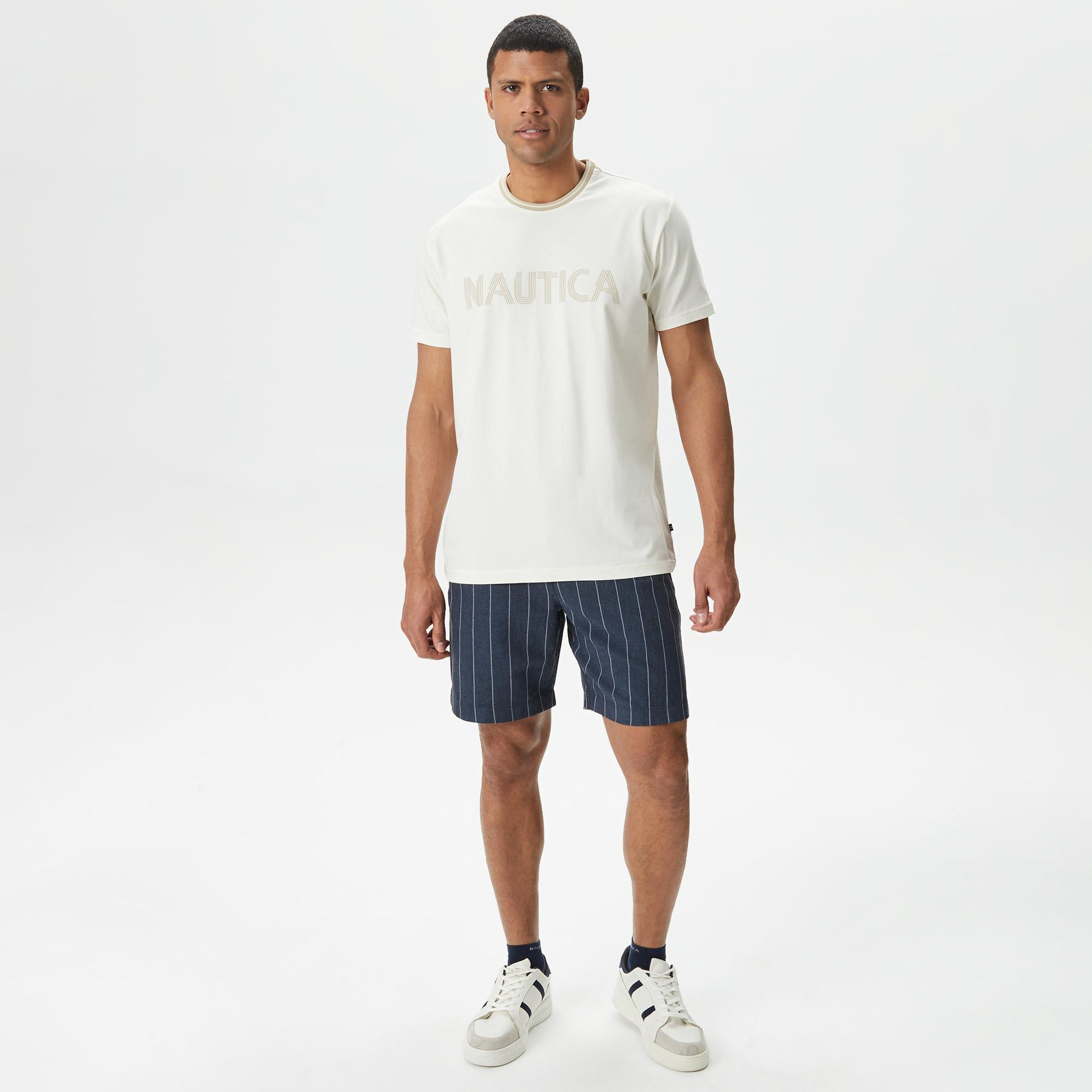 Nautica Erkek Beyaz Standart Fit T-Shirt