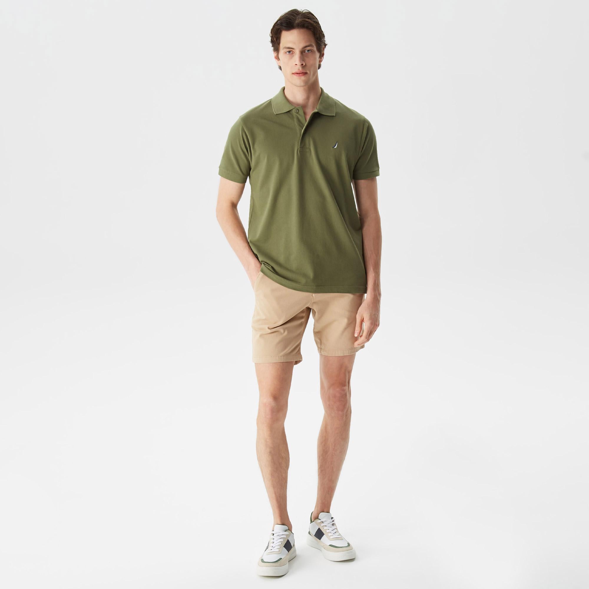 Nautica Erkek Bej Slim Fit Bermuda Şort