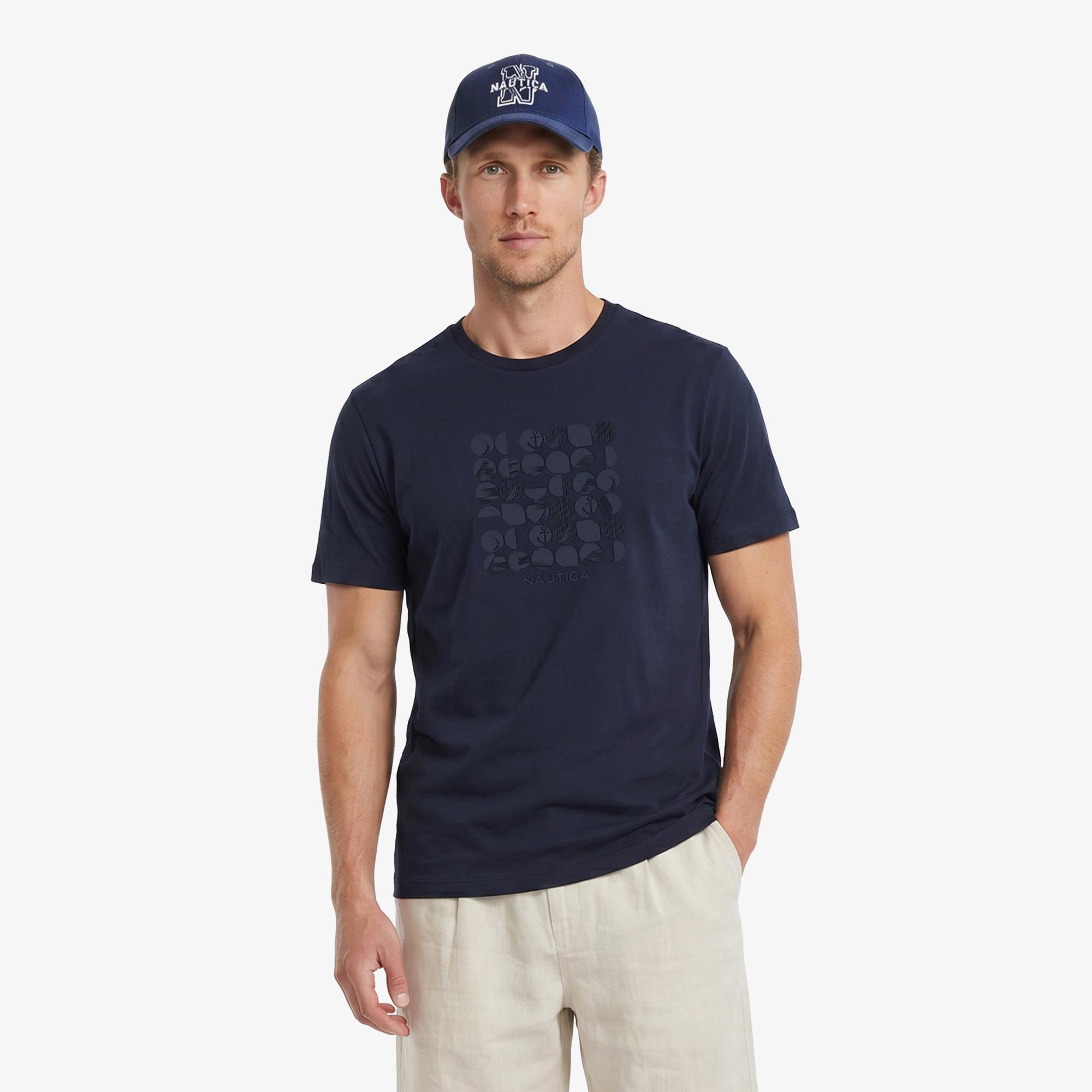 Nautica Erkek Lacivert Regular Fit Baskılı T-Shirt