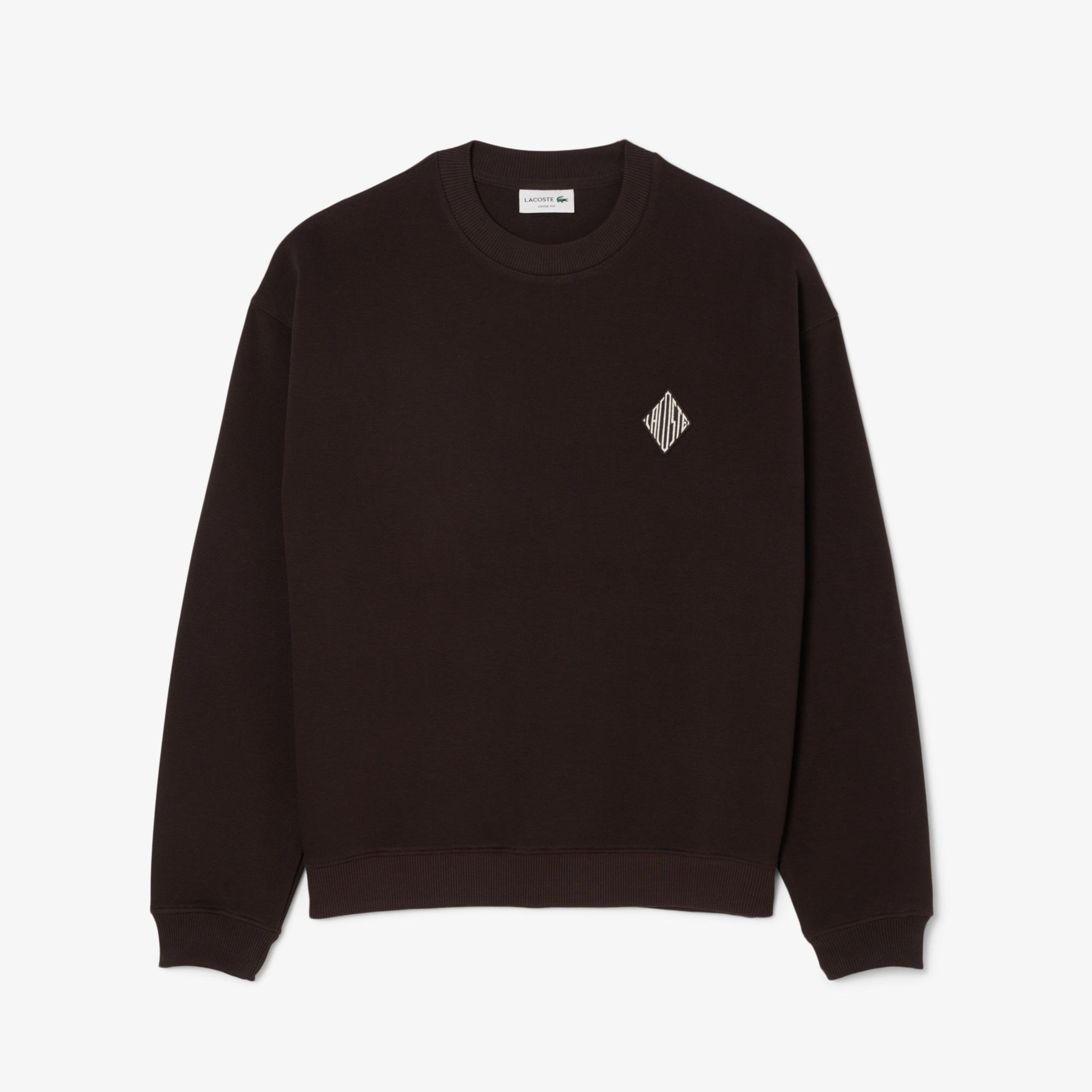 Erkek Loose Fit Bisiklet Yaka Koyu Kahverengi Sweatshirt