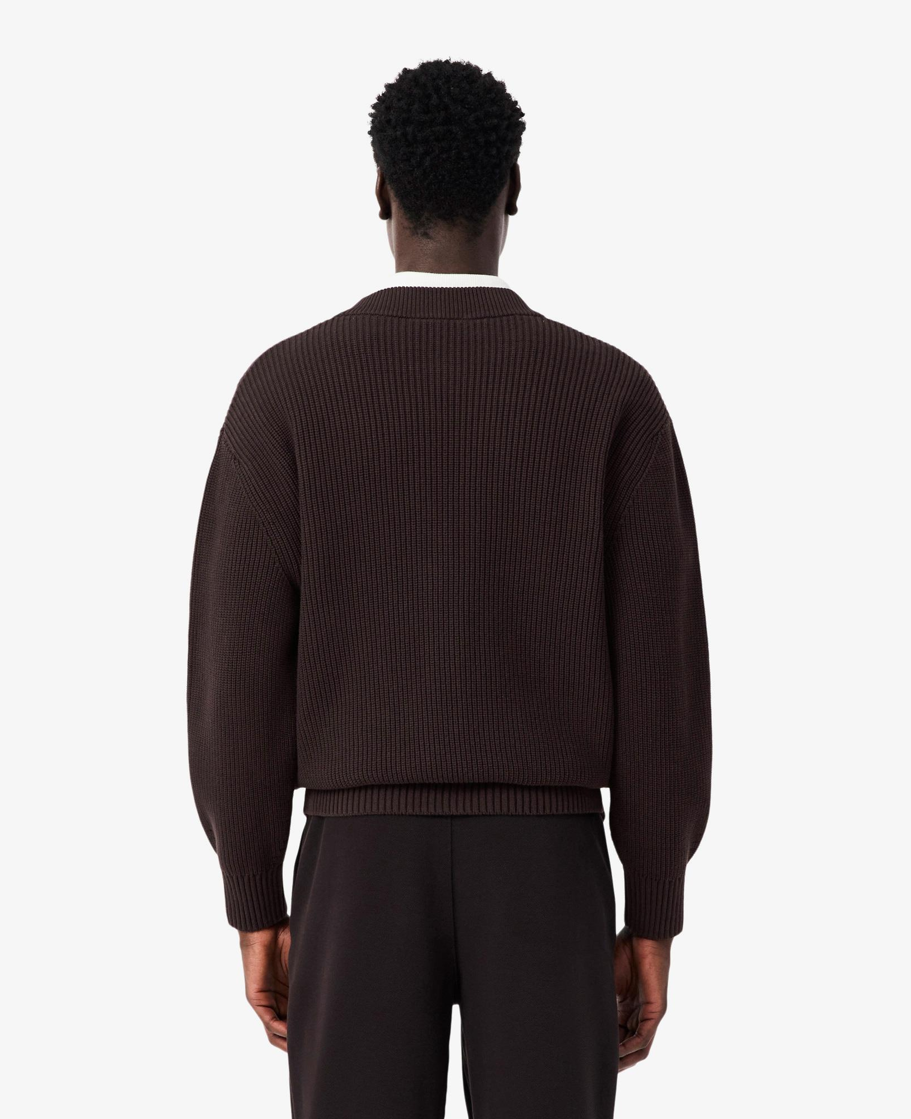 Erkek Relaxed Fit V Yaka Koyu Kahverengi Hırka