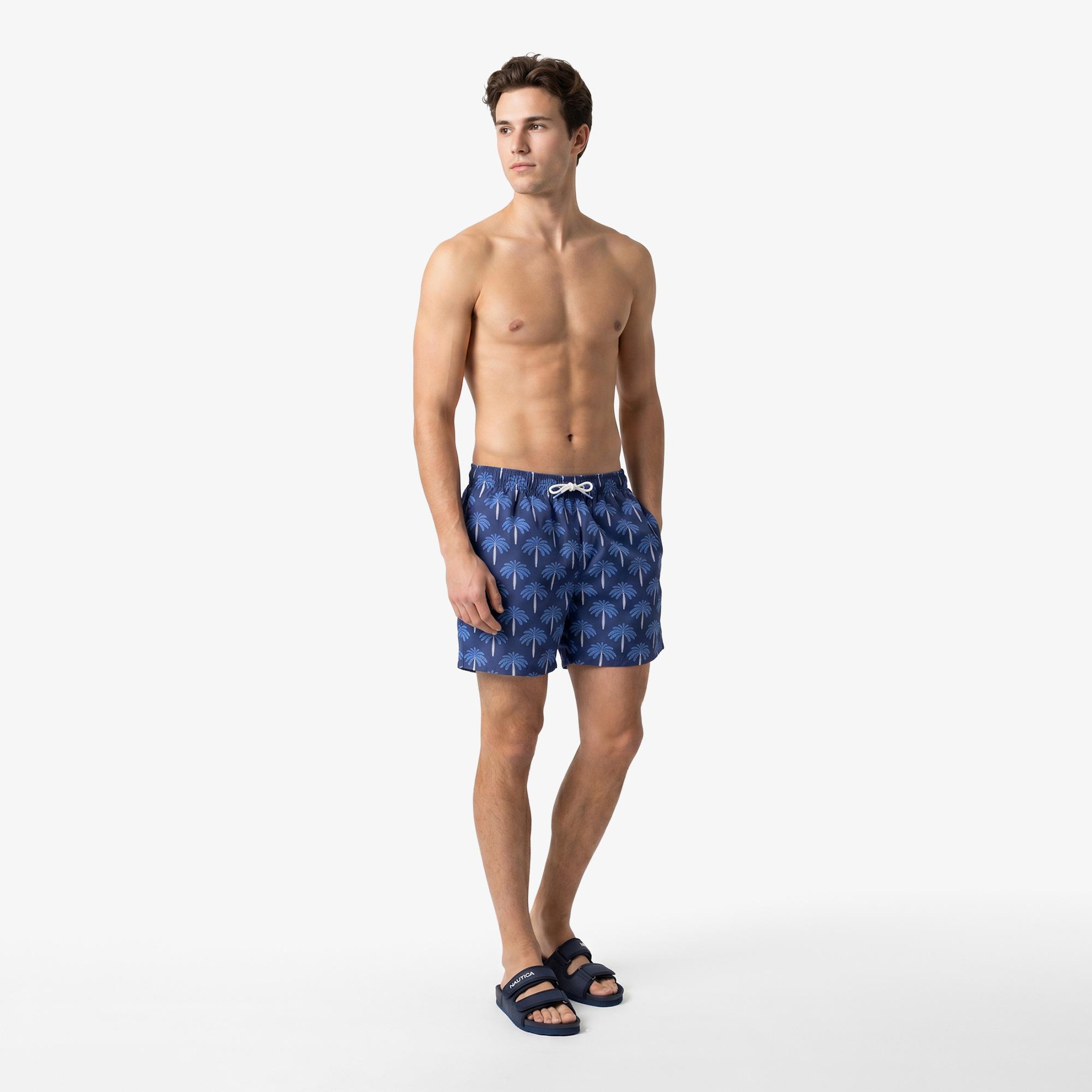 Nautica Erkek Lacivert Regular Fit Desenli Deniz Şortu