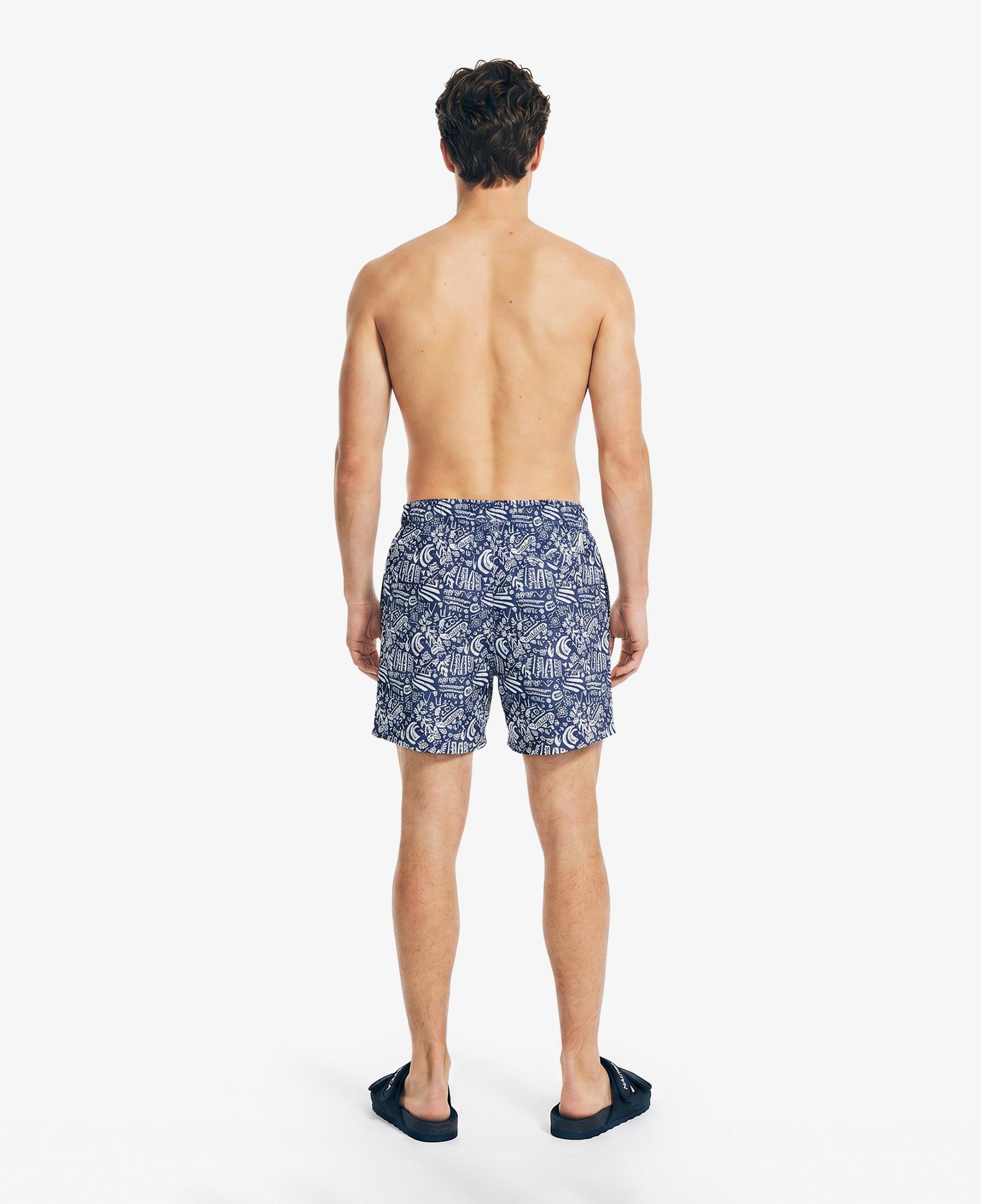 Nautica Erkek Lacivert Regular Fit Desenli Deniz Şortu
