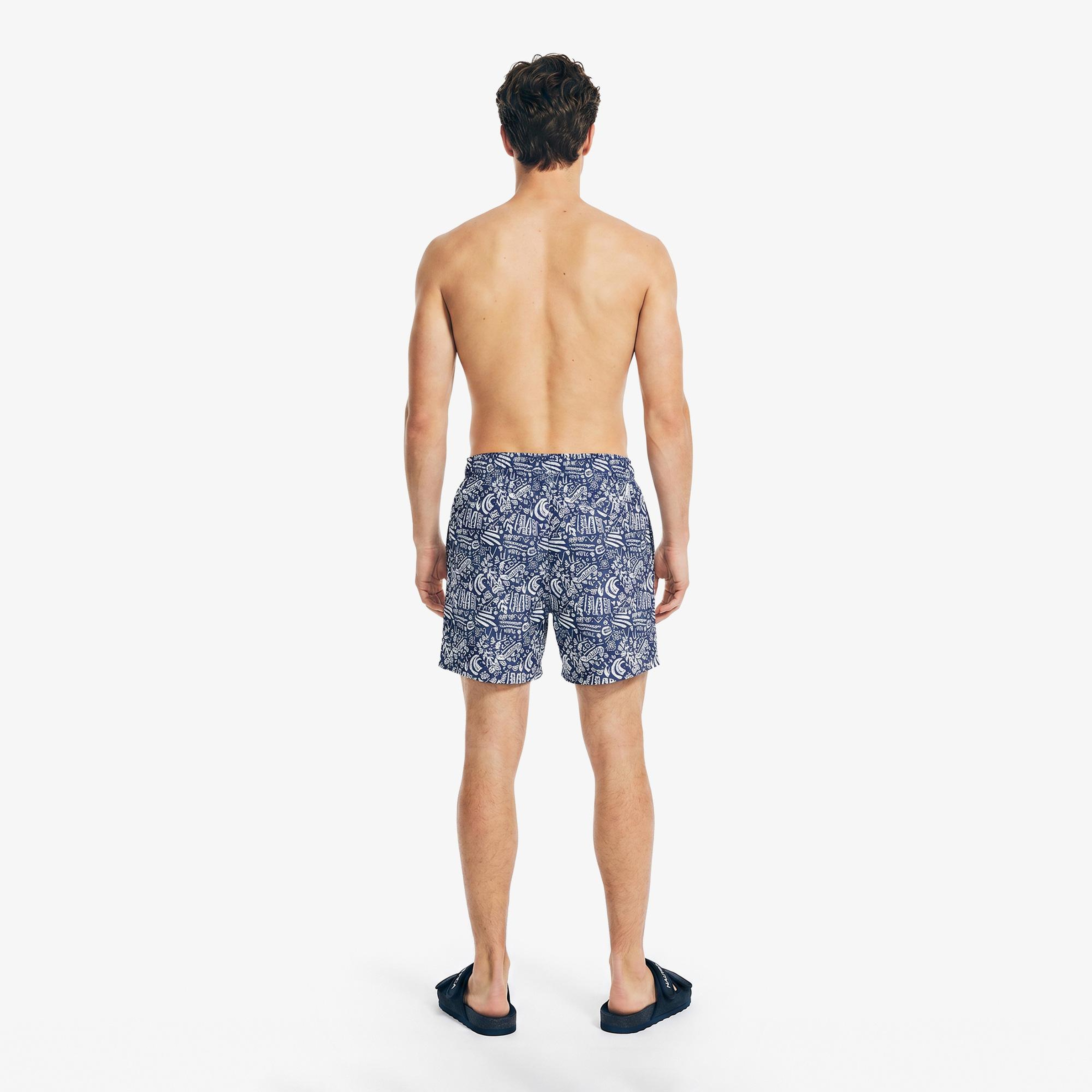 Nautica Erkek Lacivert Regular Fit Desenli Deniz Şortu