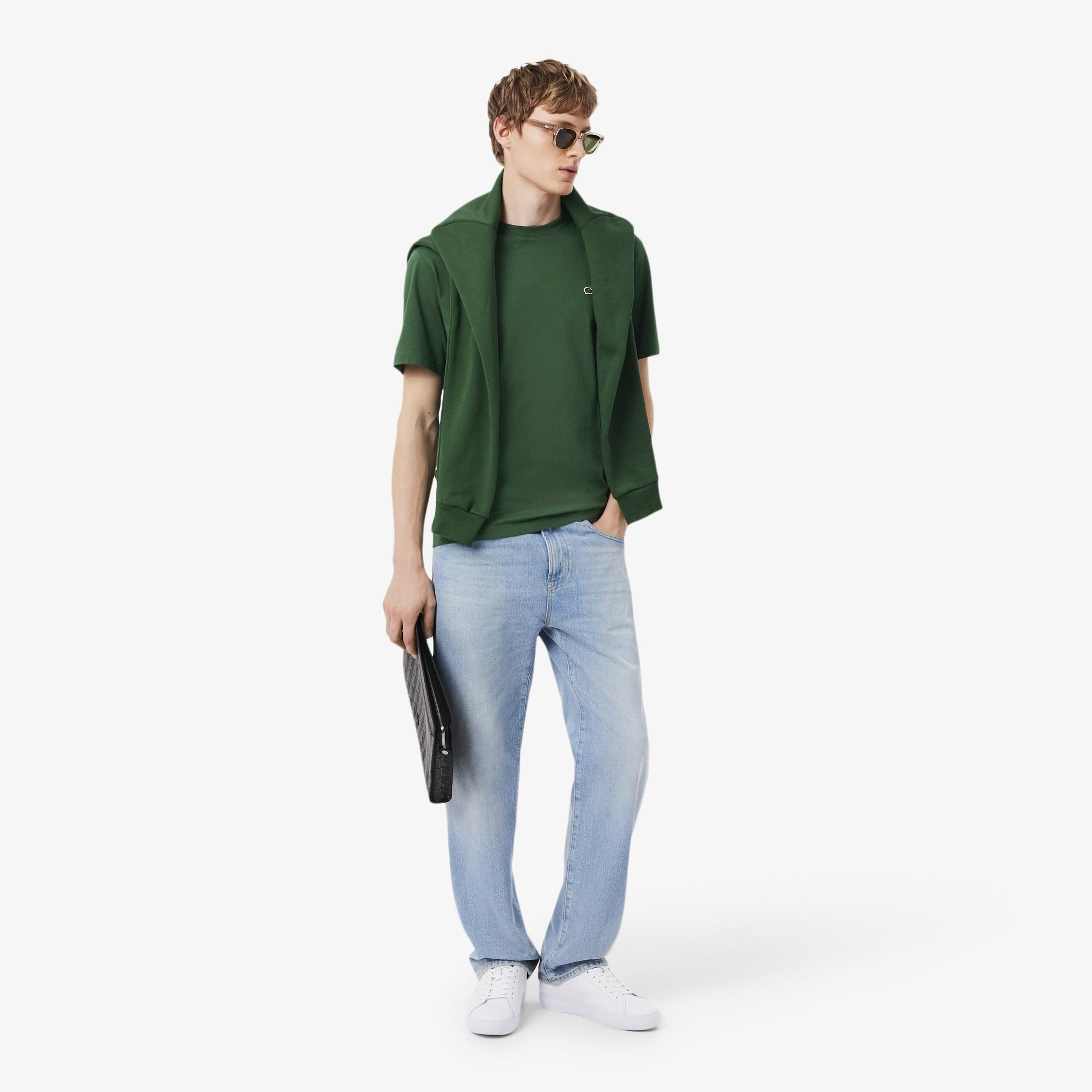 Erkek Classic Fit Bisiklet Yaka Koyu Yeşil T-Shirt