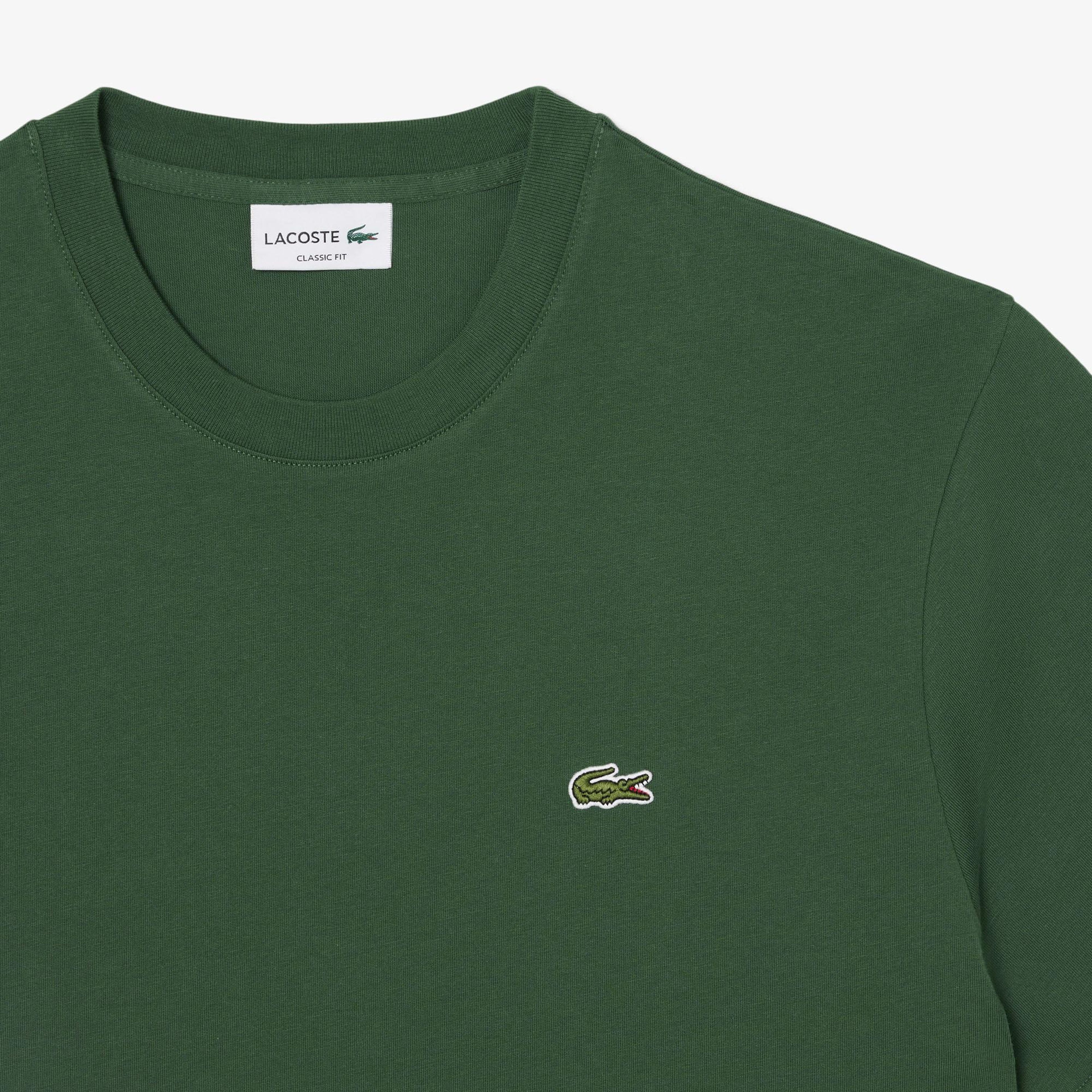 Erkek Classic Fit Bisiklet Yaka Koyu Yeşil T-Shirt