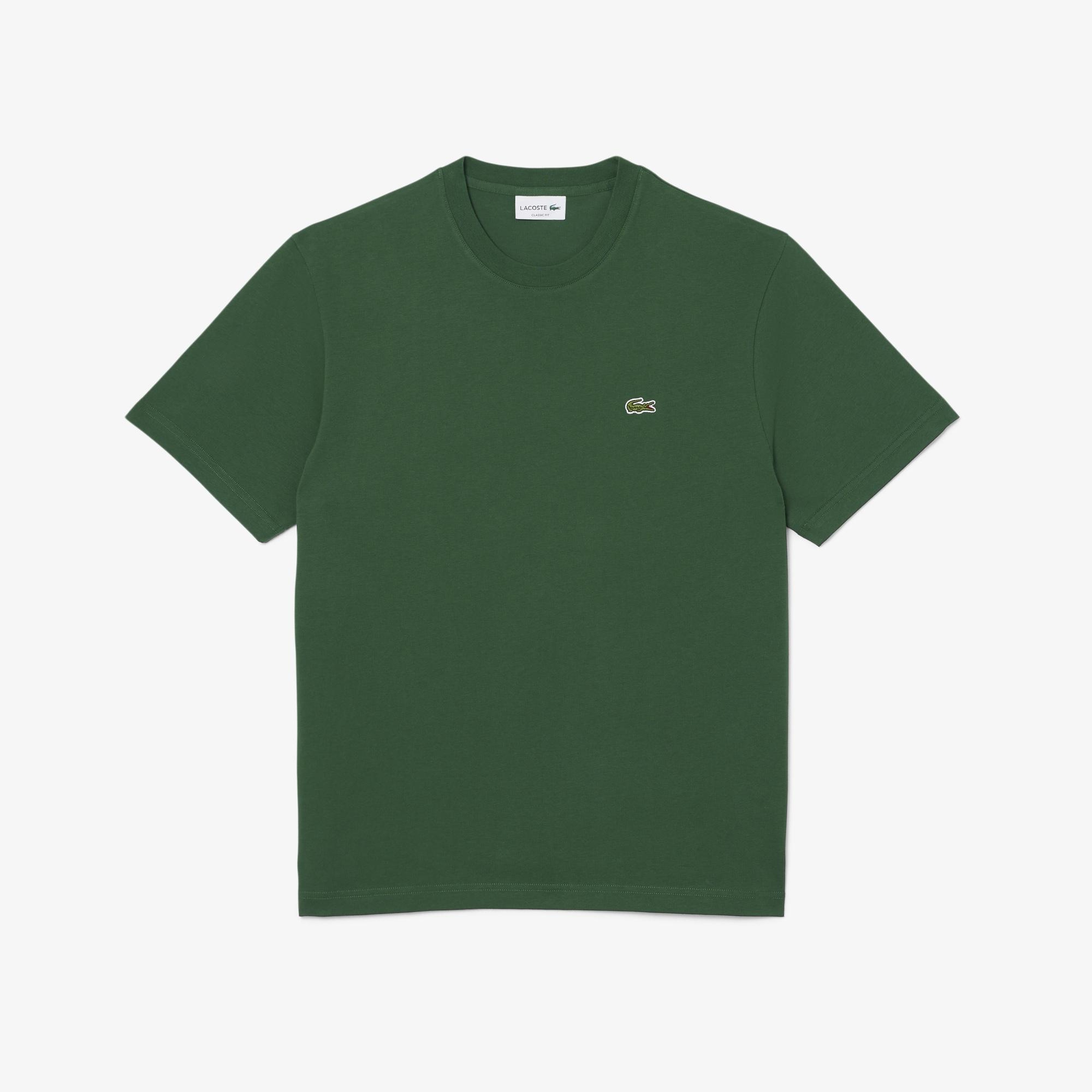 Erkek Classic Fit Bisiklet Yaka Koyu Yeşil T-Shirt