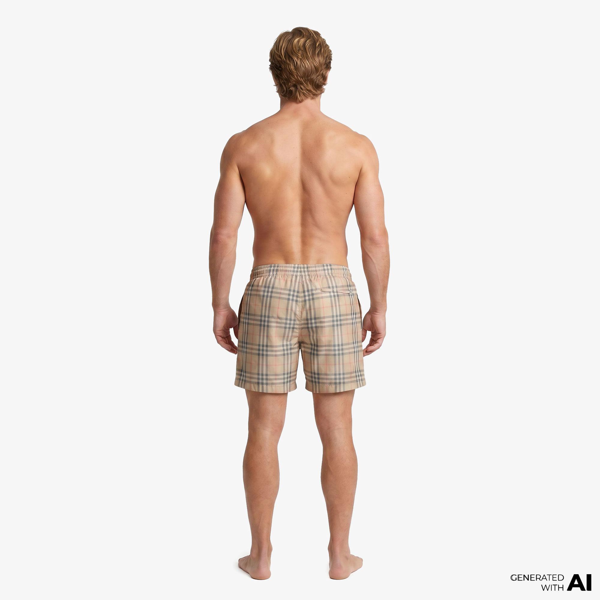Burberry Gradient Check Erkek Bej Deniz Şortu