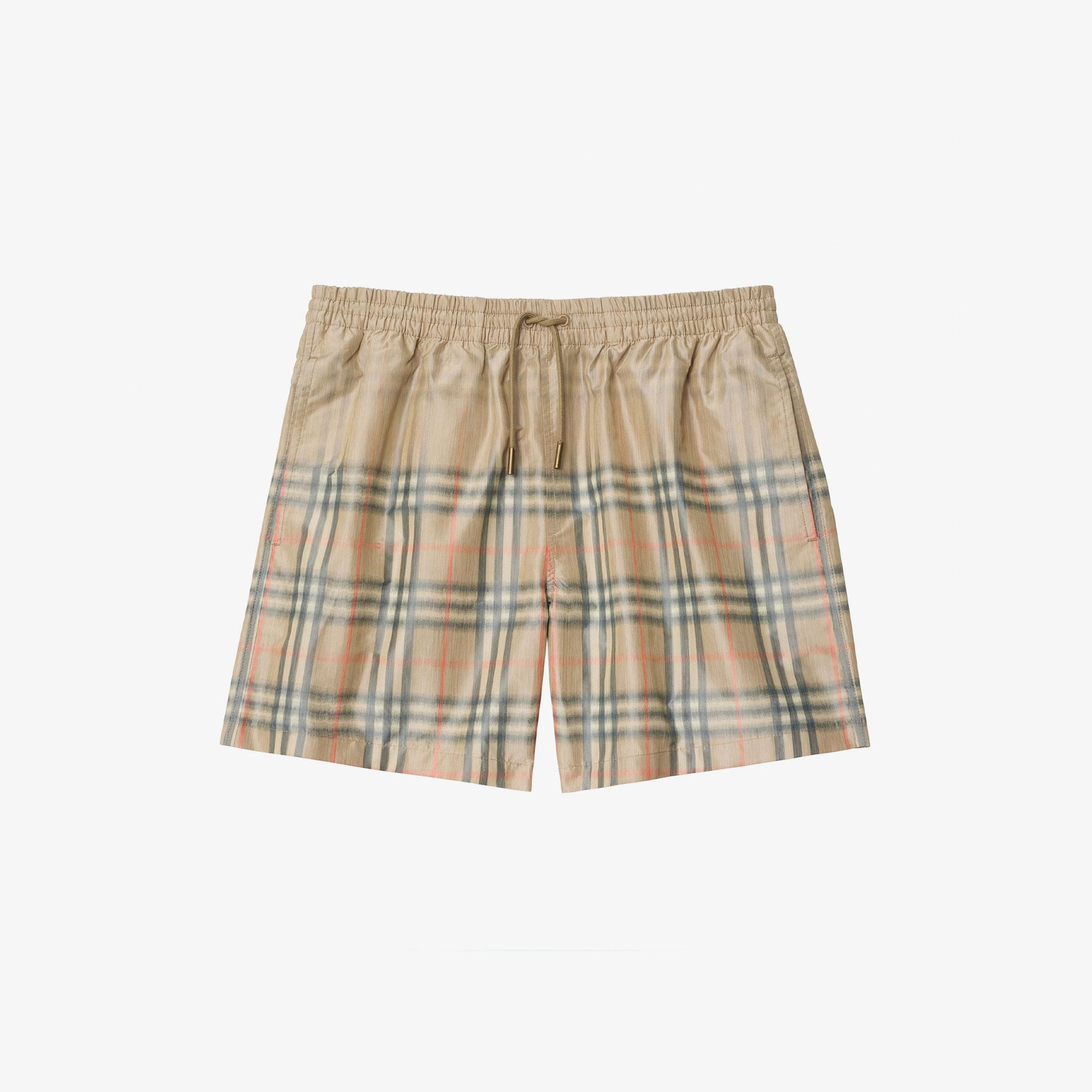 Burberry Gradient Check Erkek Bej Deniz Şortu