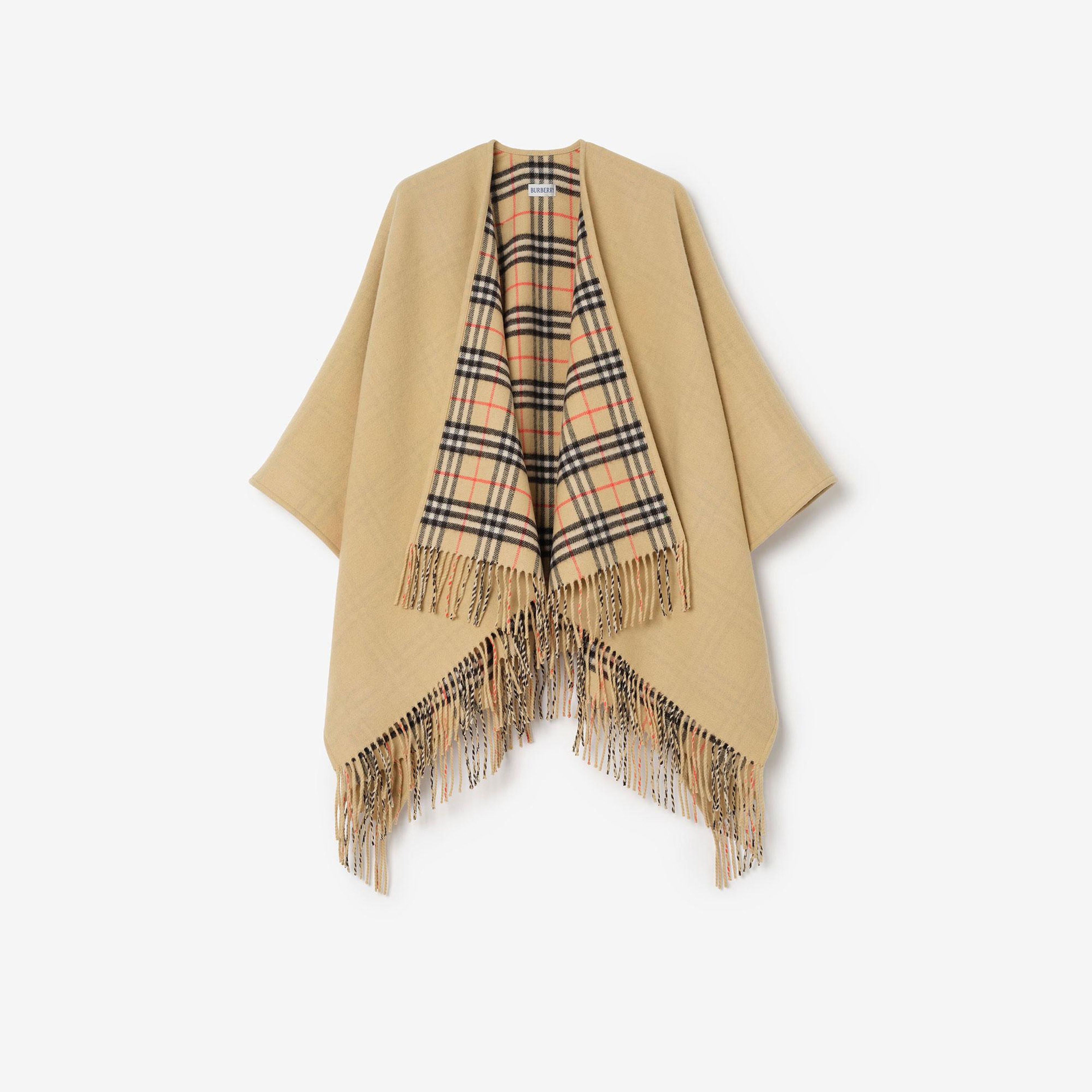 Burberry Reversible Check Wool Kadın Bej Panço