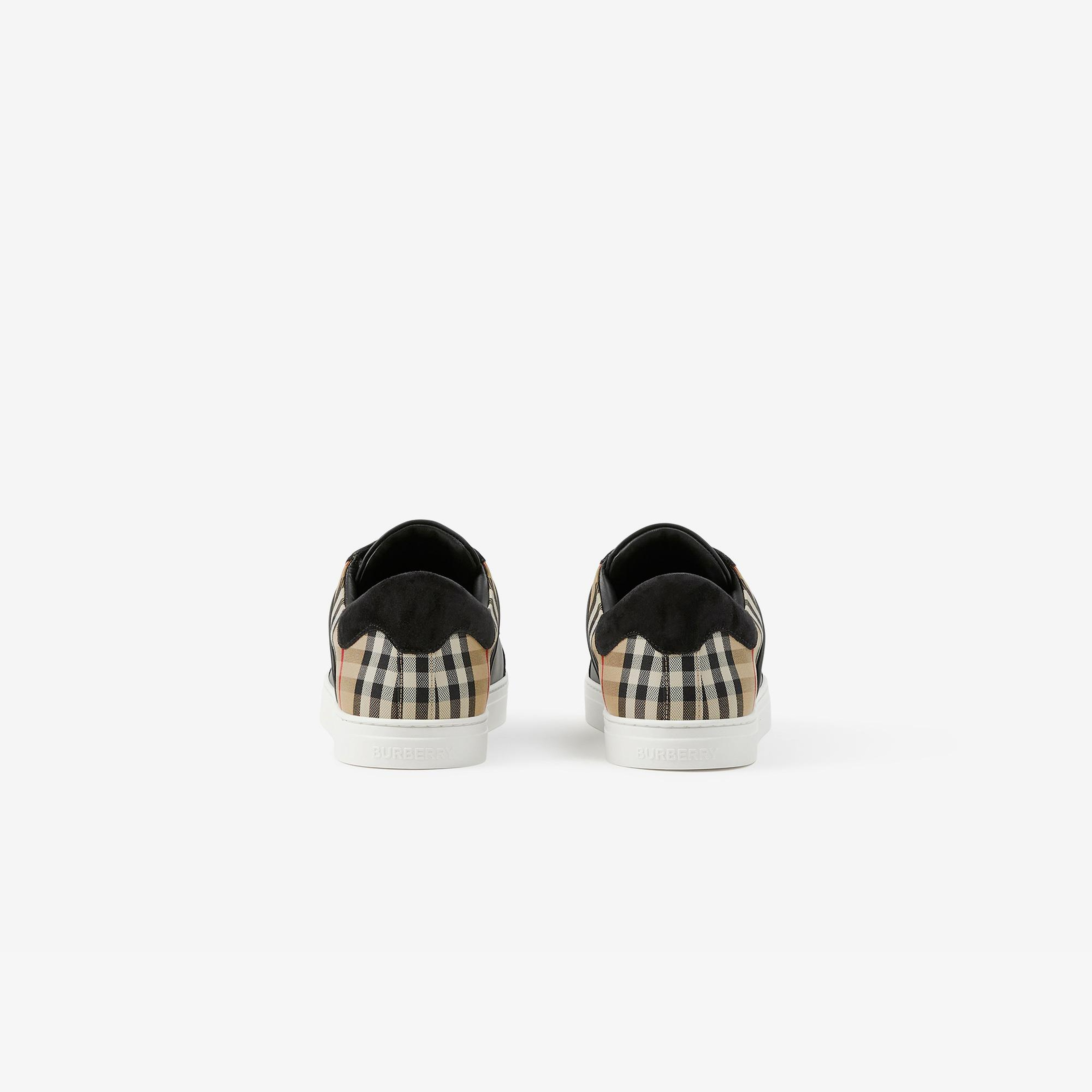 Burberry Leather, Suede and Check Erkek Siyah Sneaker