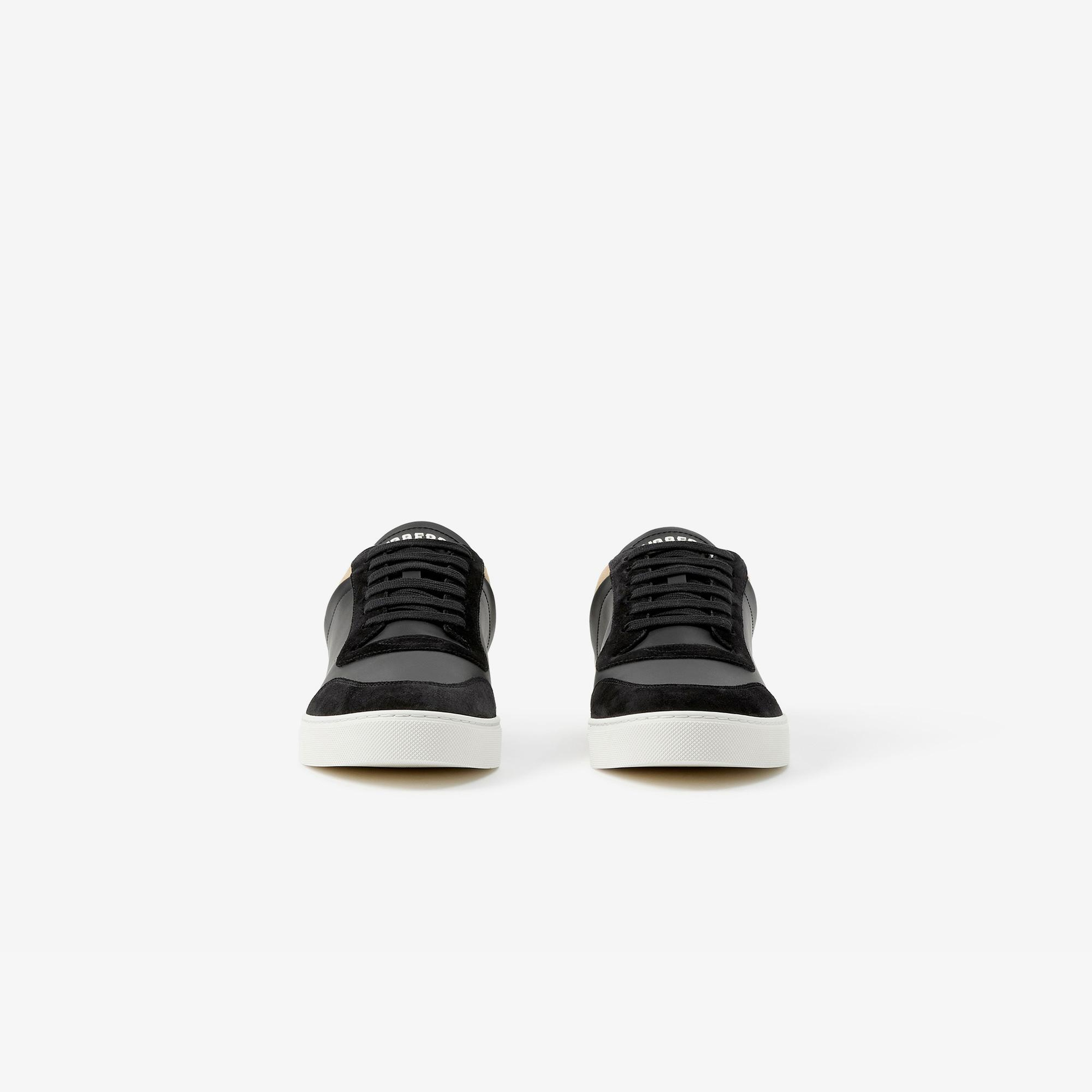 Burberry Leather, Suede and Check Erkek Siyah Sneaker