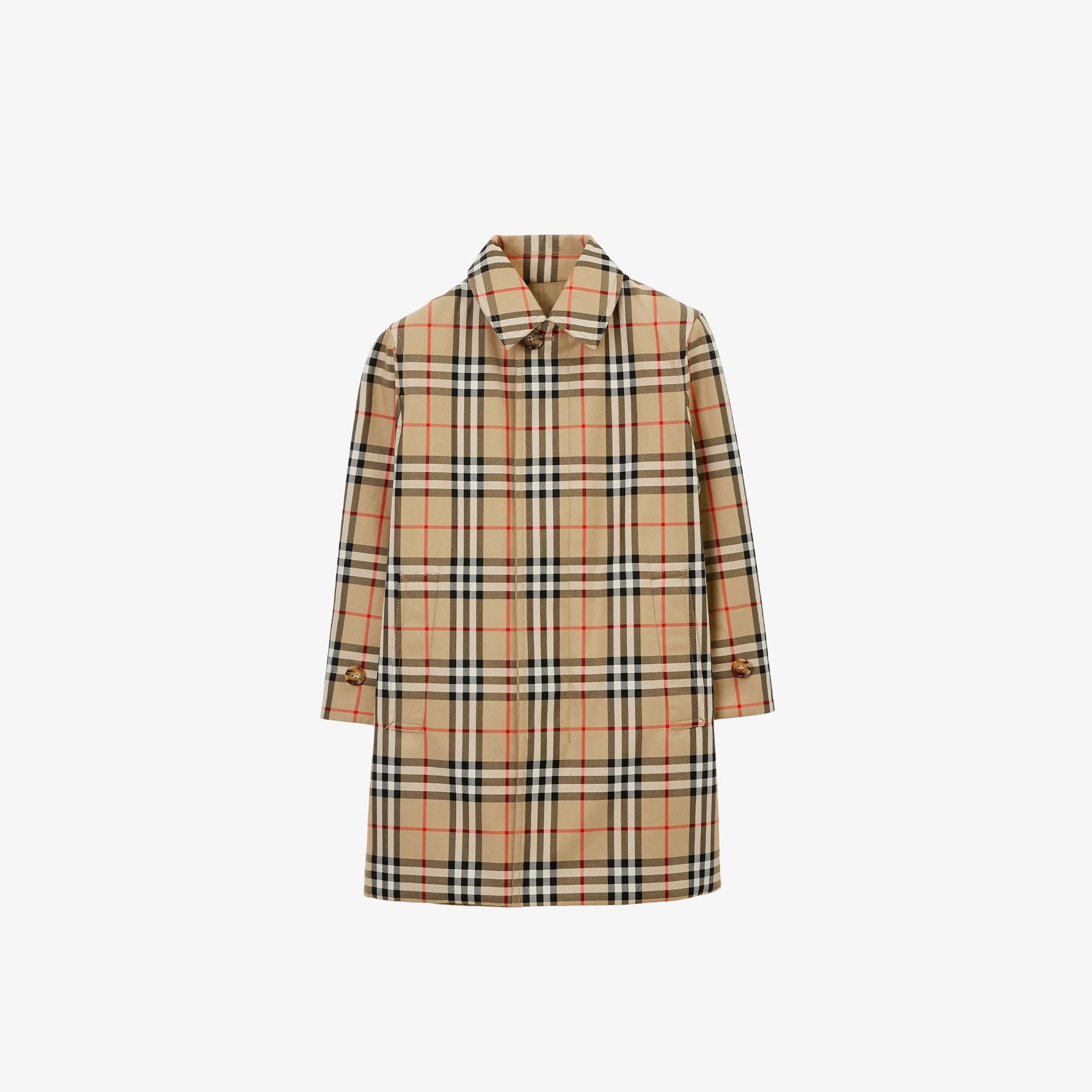 Burberry Reversible Check Gabardine Car Çocuk Bej Trençkot
