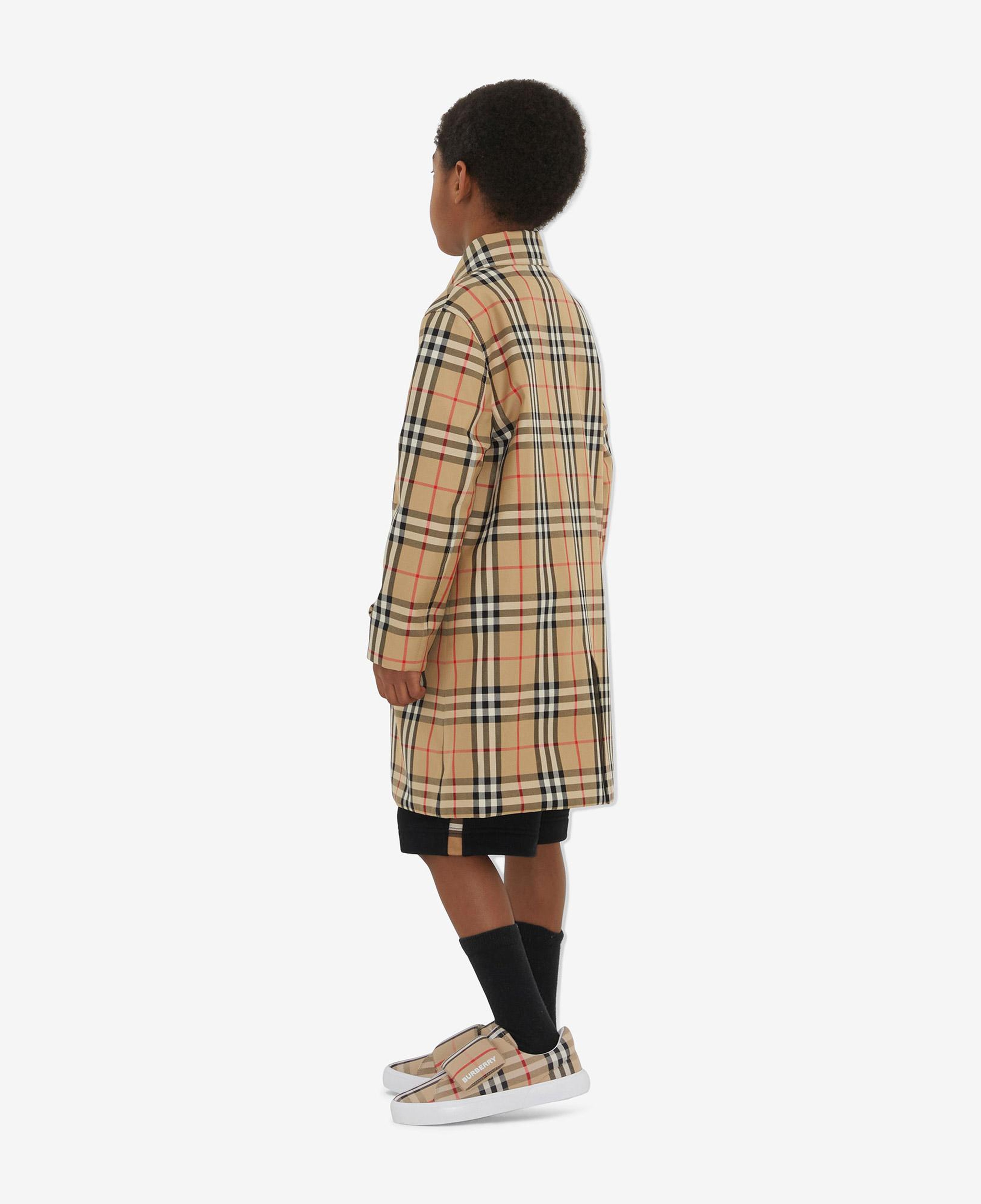 Burberry Reversible Check Gabardine Car Çocuk Bej Trençkot