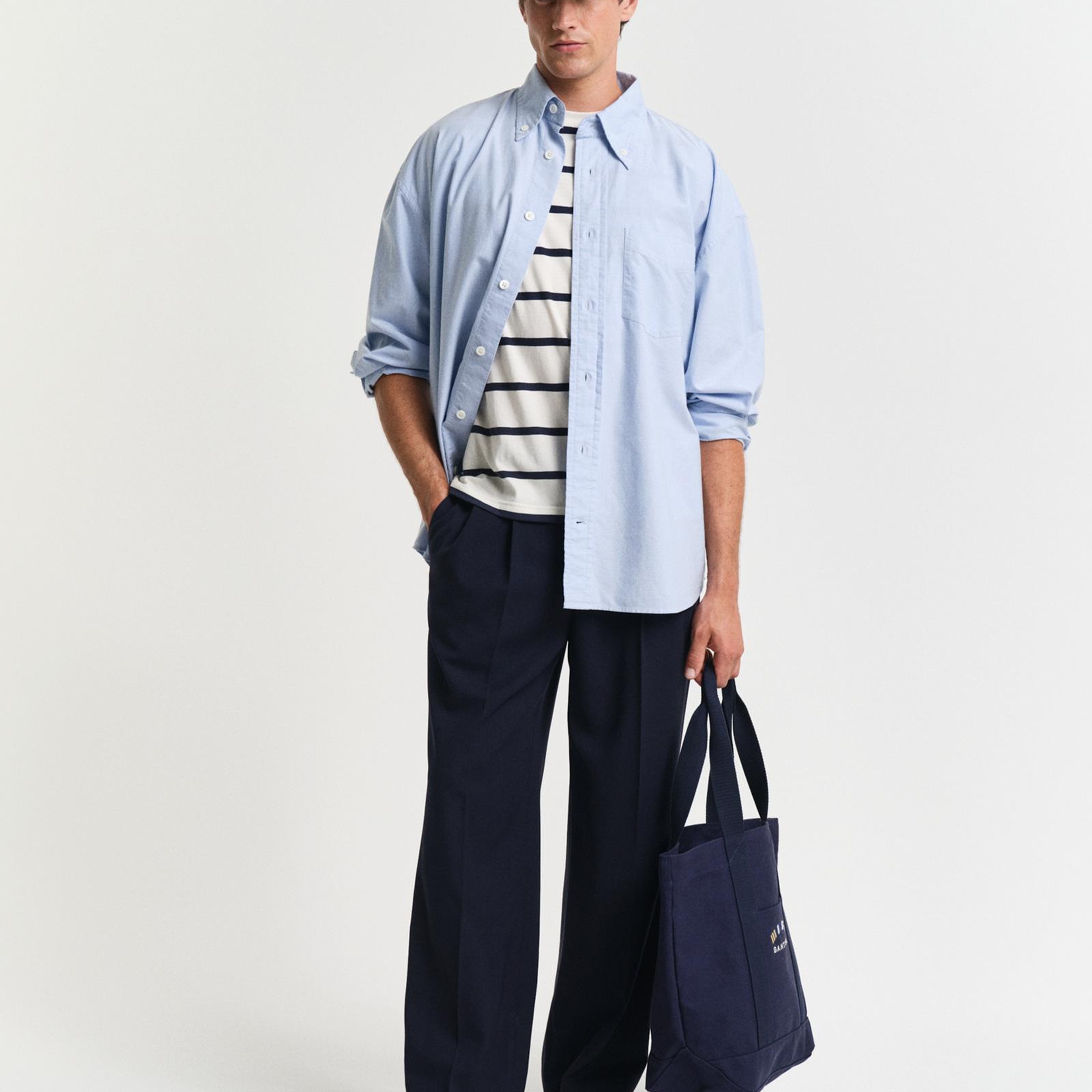 GANT Erkek Krem Regular Fit Bisiklet Yaka Çizgili T-Shirt