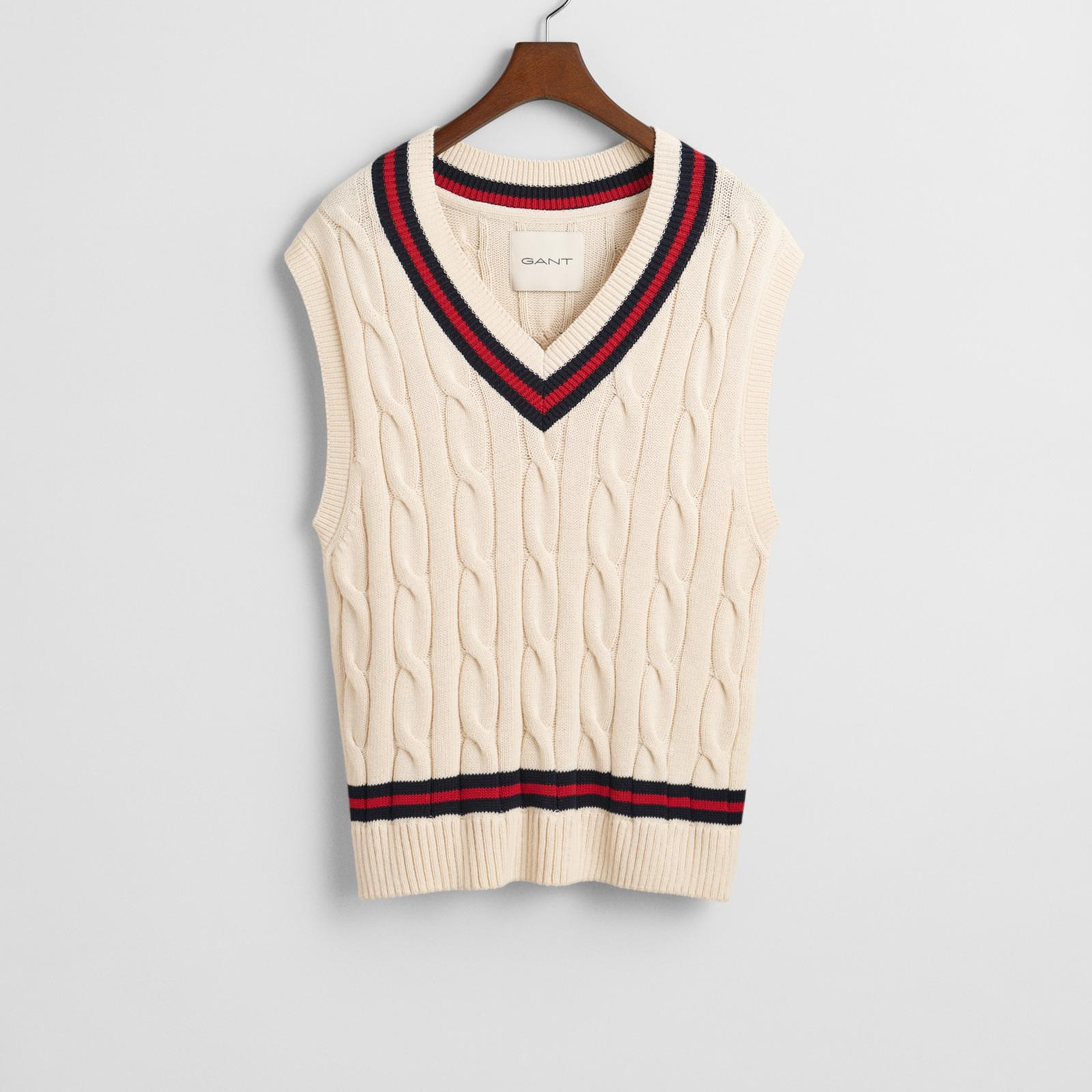 GANT Erkek Krem Relaxed Fit V Yaka Süveter