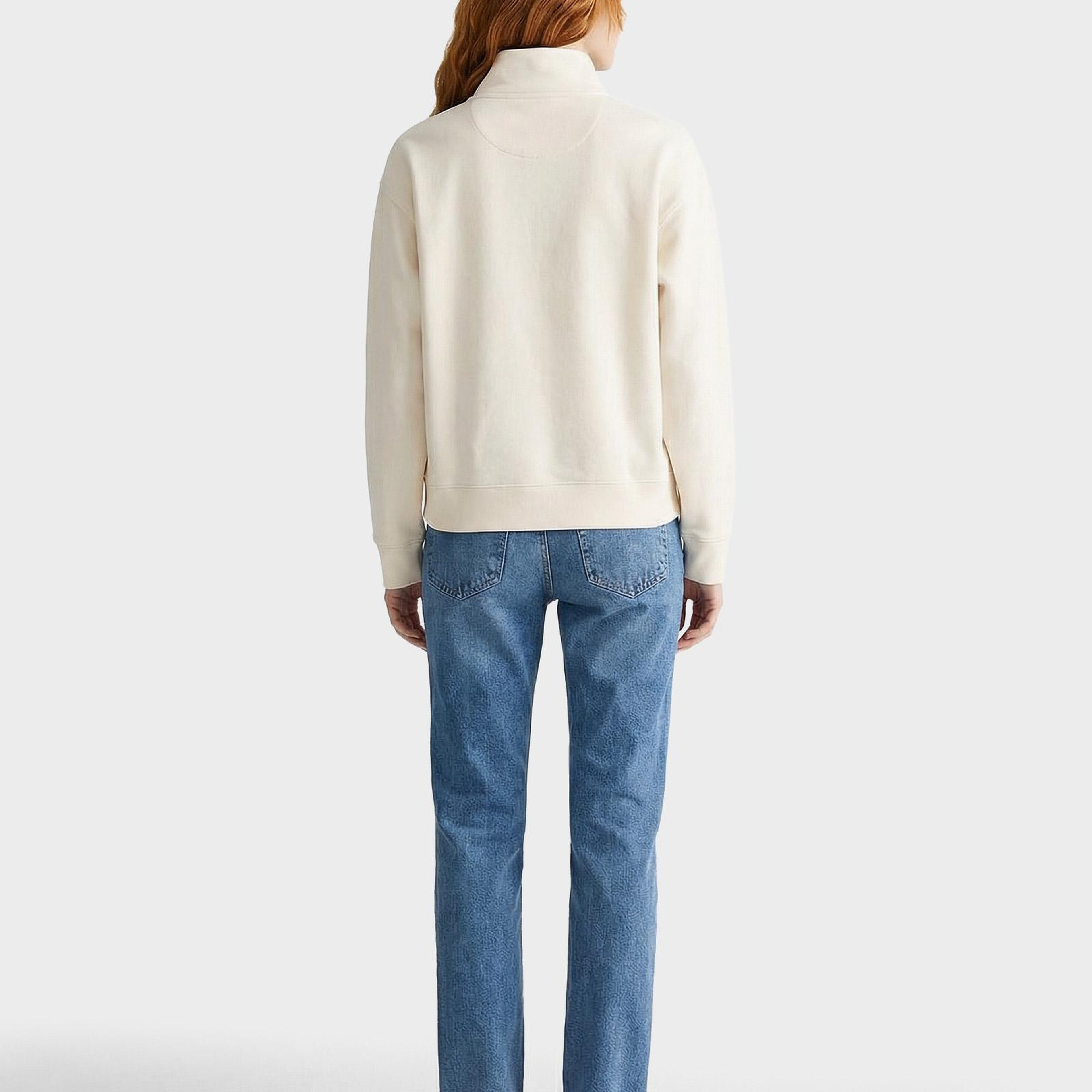 GANT Kadın Krem Yarım Fermuarlı Sweatshirt