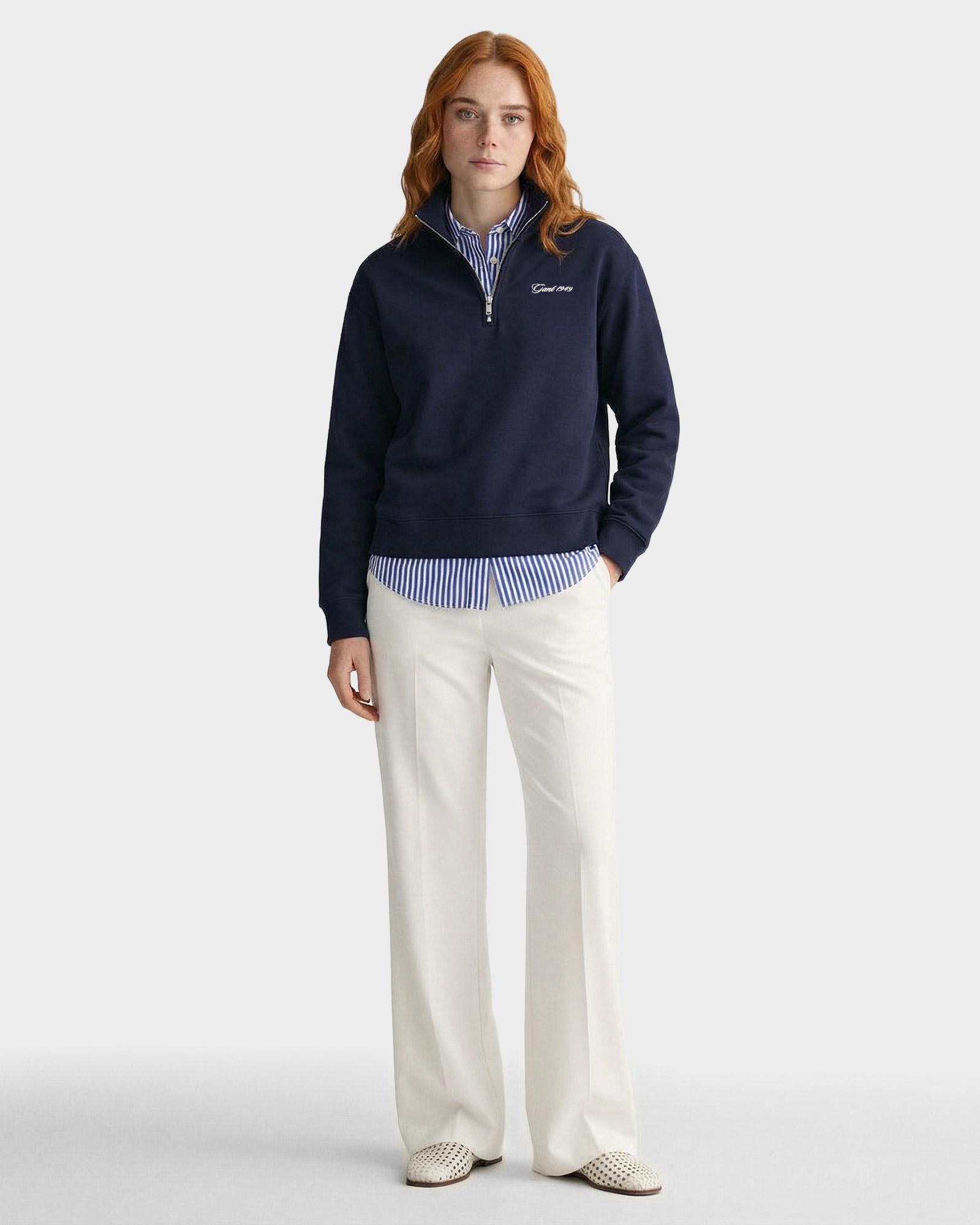 GANT Kadın Lacivert Yarım Fermuarlı Sweatshirt
