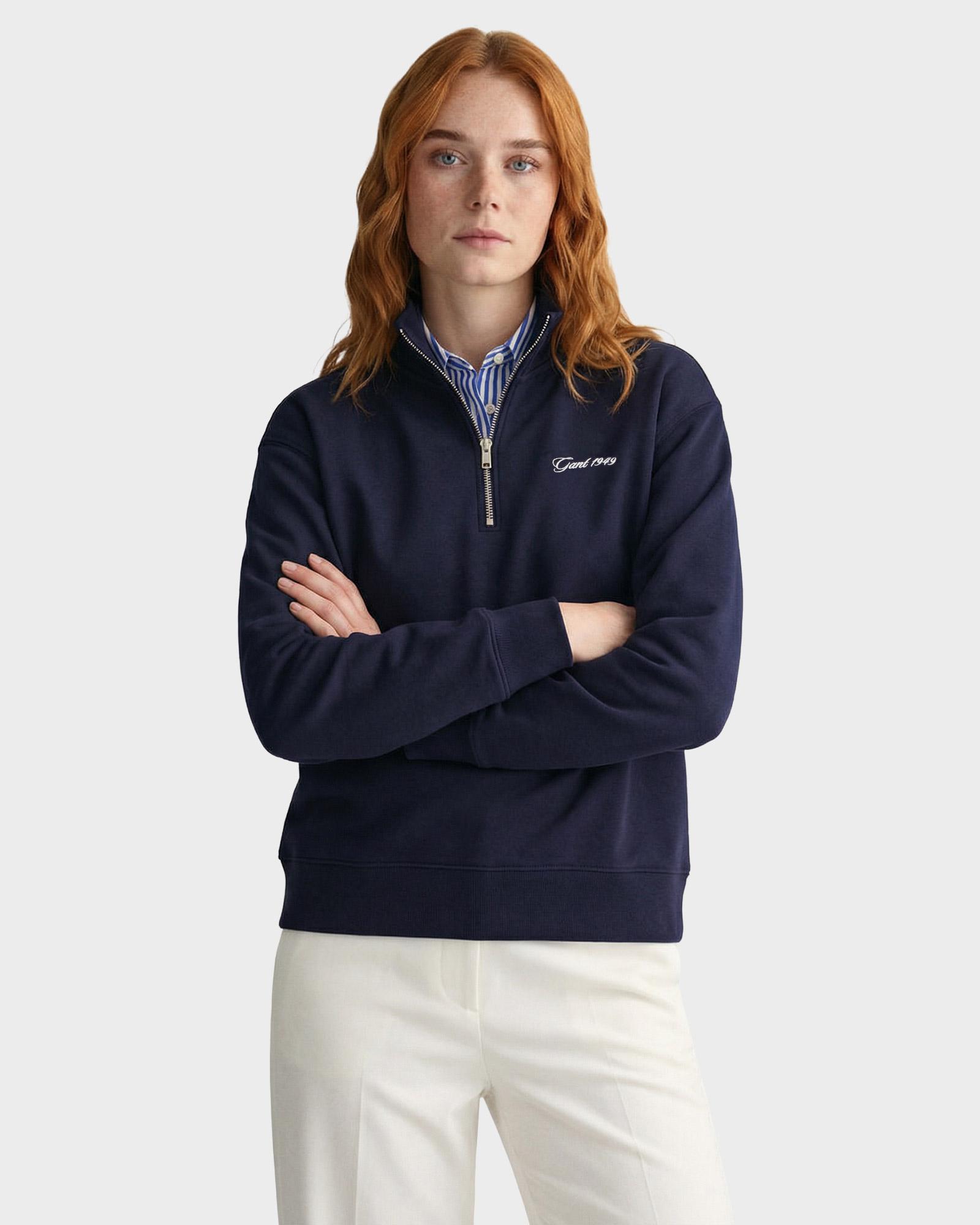 GANT Kadın Lacivert Yarım Fermuarlı Sweatshirt