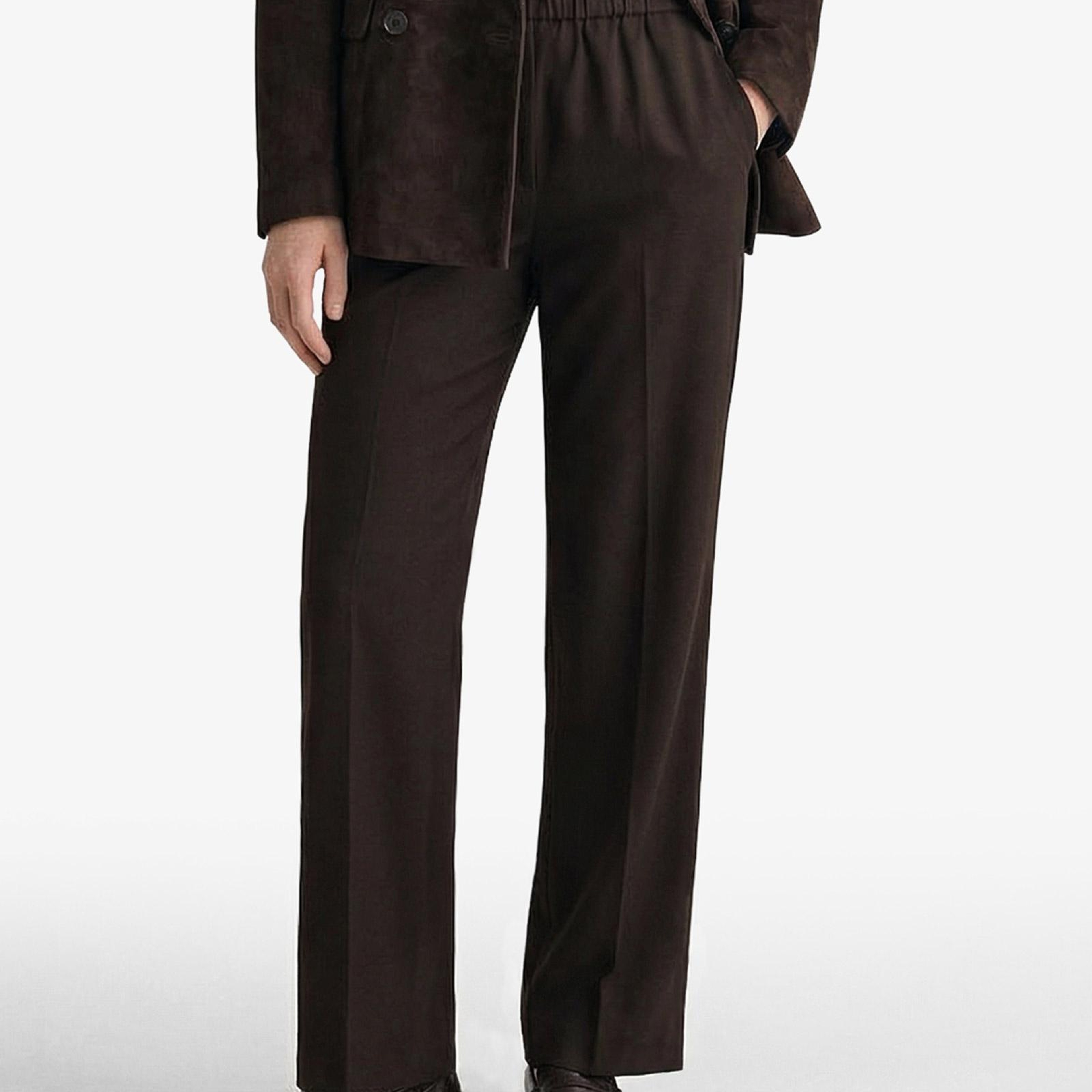GANT Kadın Kahverengi Relaxed Fit Yün Pantolon