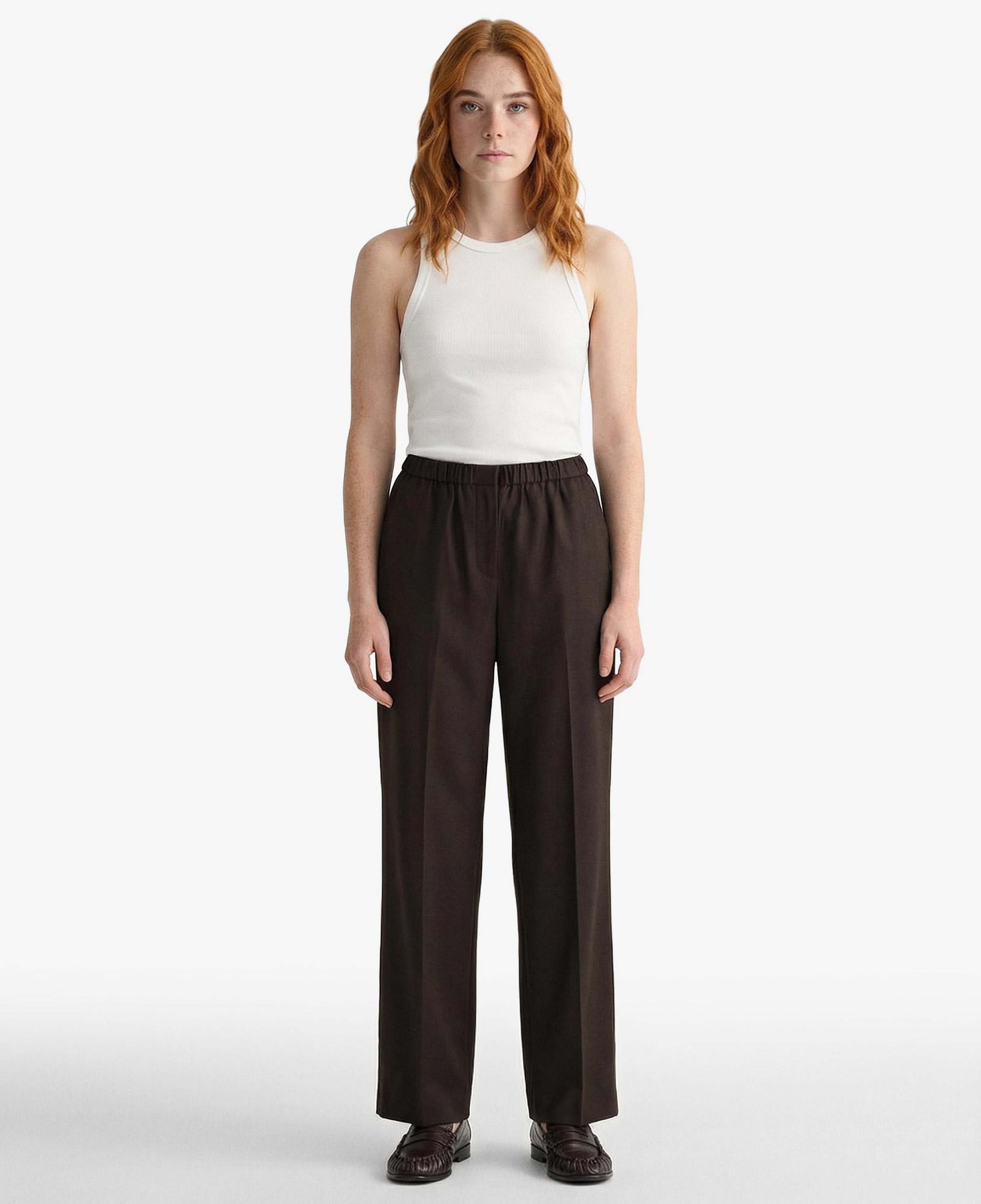 GANT Kadın Kahverengi Relaxed Fit Yün Pantolon