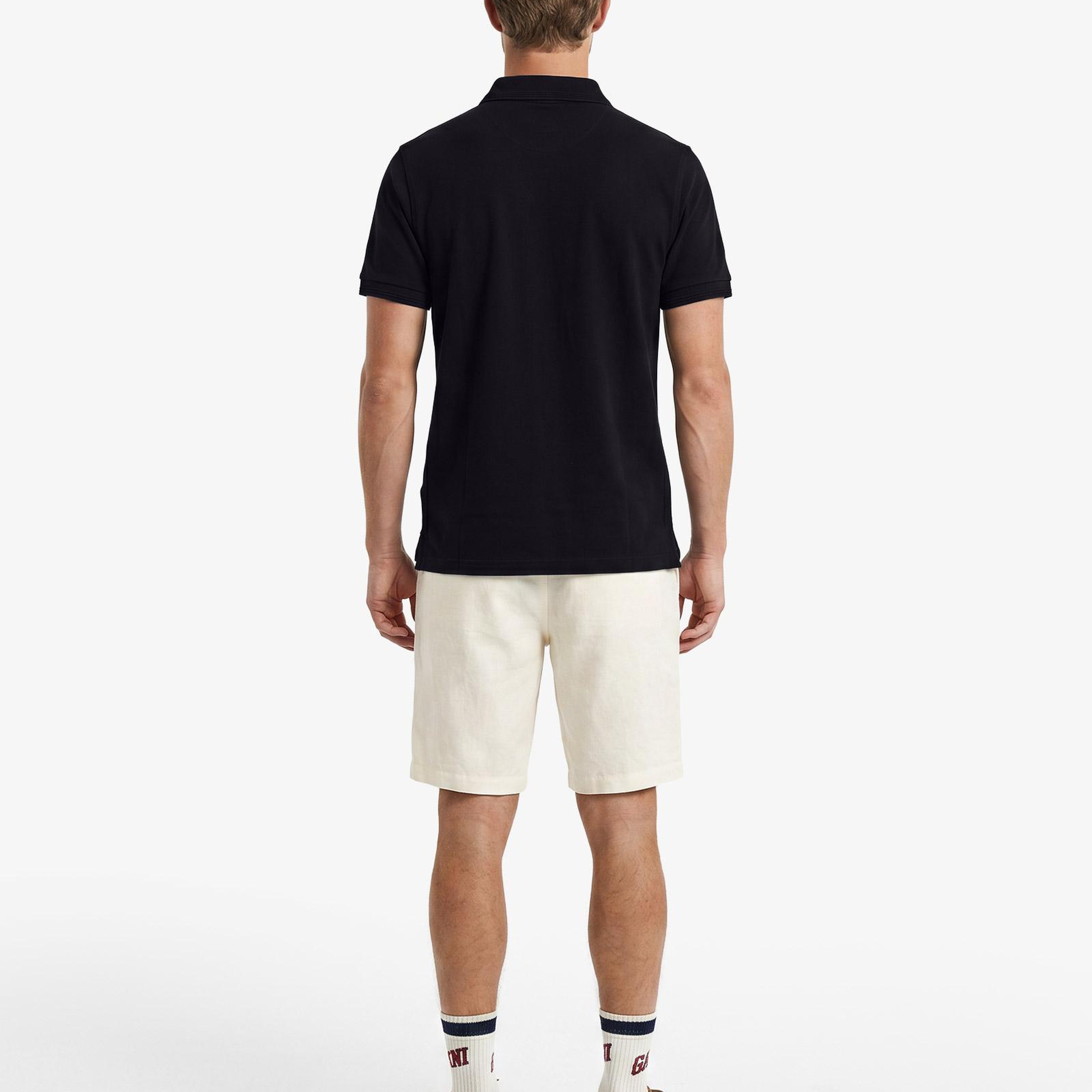 GANT Erkek Siyah Regular Fit Yarım Fermuarlı Polo Yaka T-Shirt