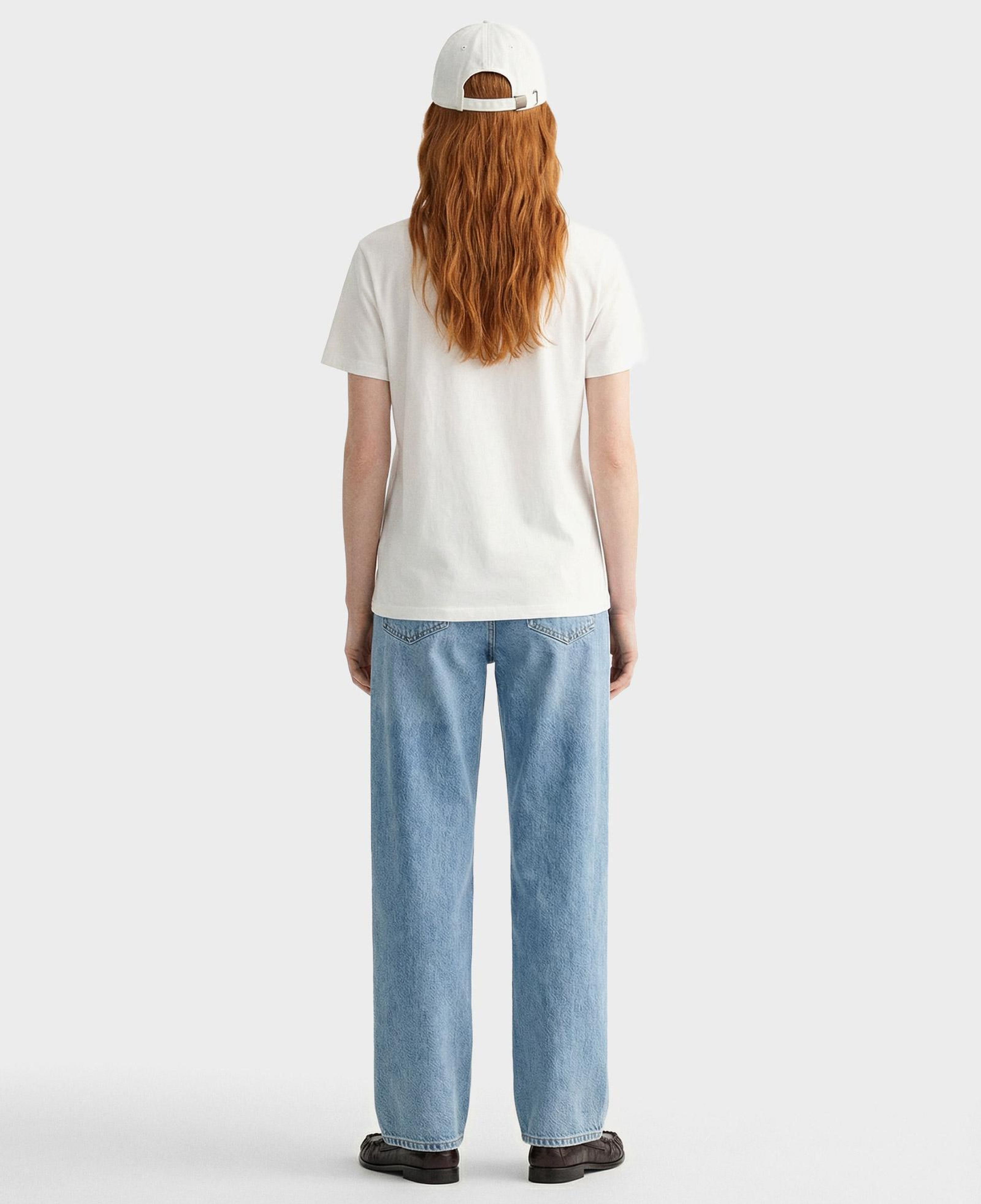 GANT Kadın Beyaz Regular Fit Bisiklet Yaka Logolu T-Shirt