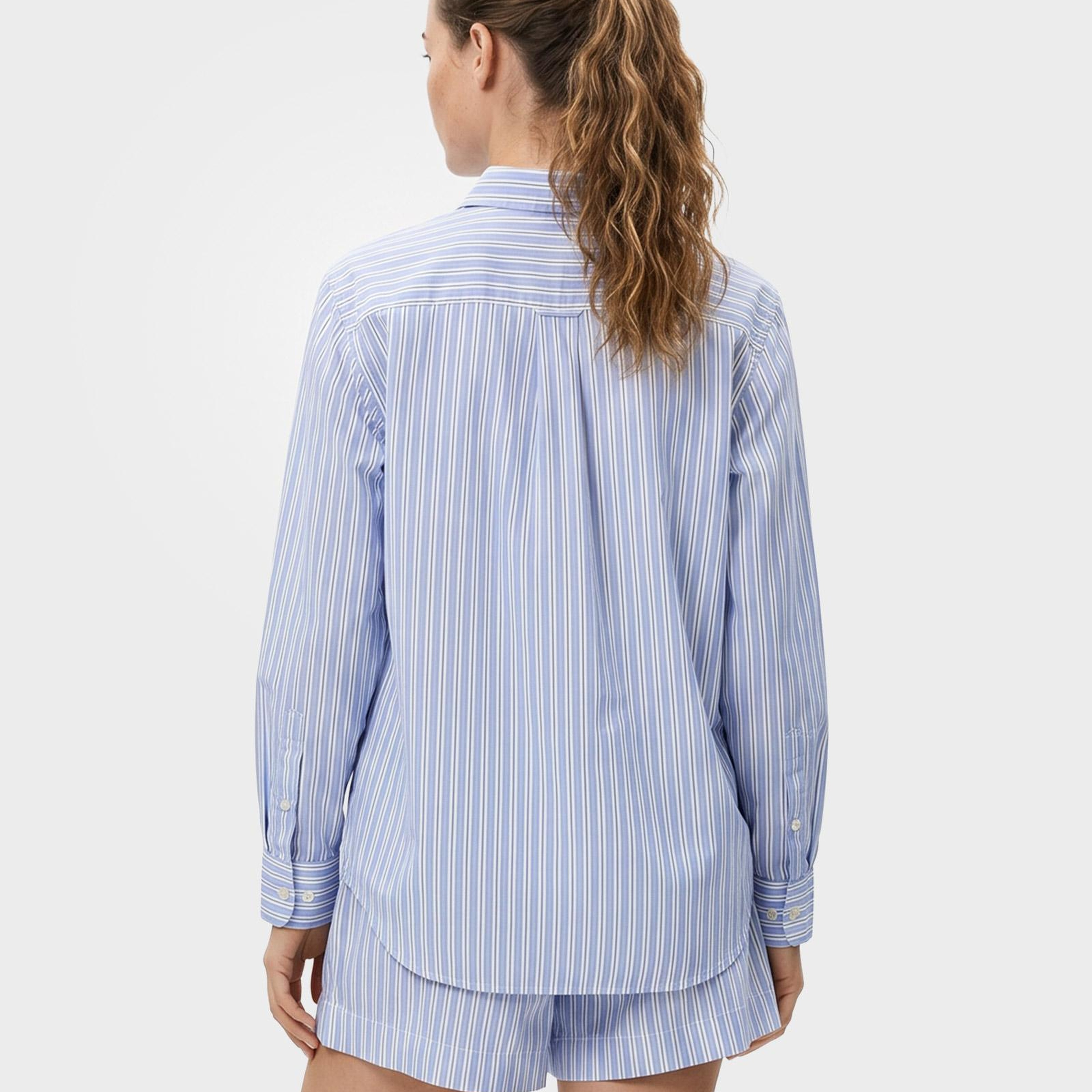 GANT Kadın Mavi Regular Fit Çizgili Gömlek