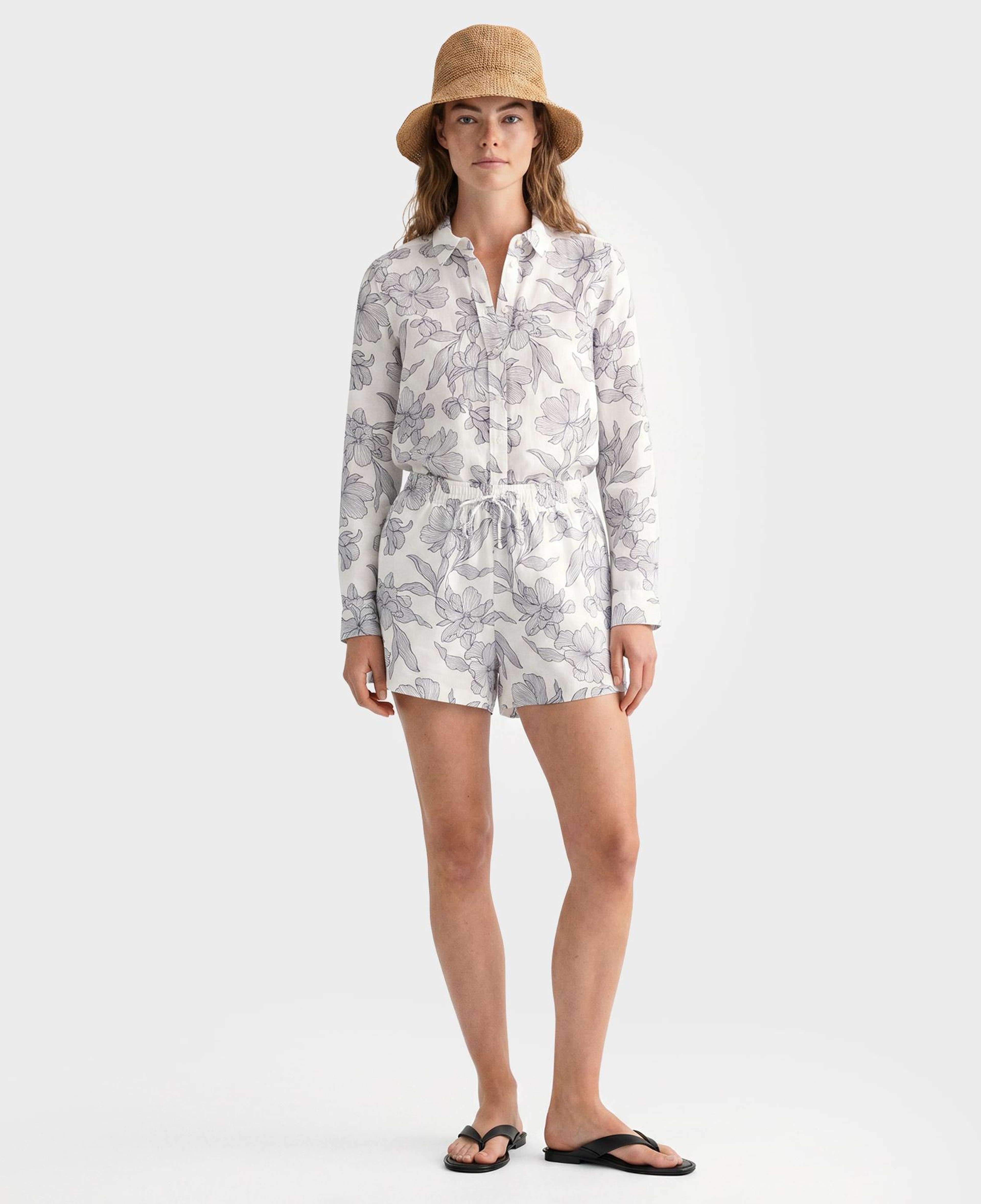 GANT Kadın Beyaz Regular Fit Çiçek Desenli Gömlek