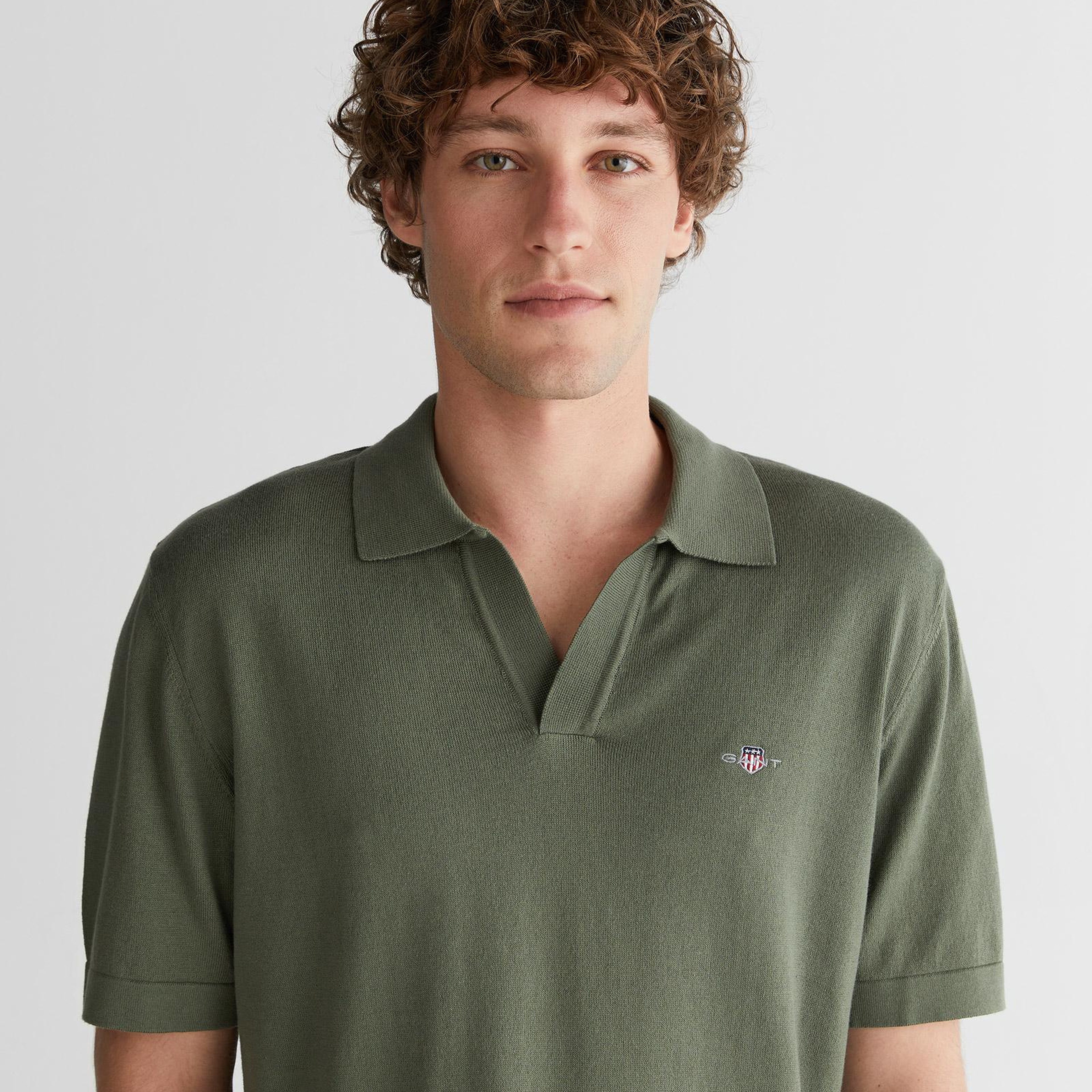 GANT Erkek Yeşil Regular Fit Polo Yaka Kısa Kollu Triko