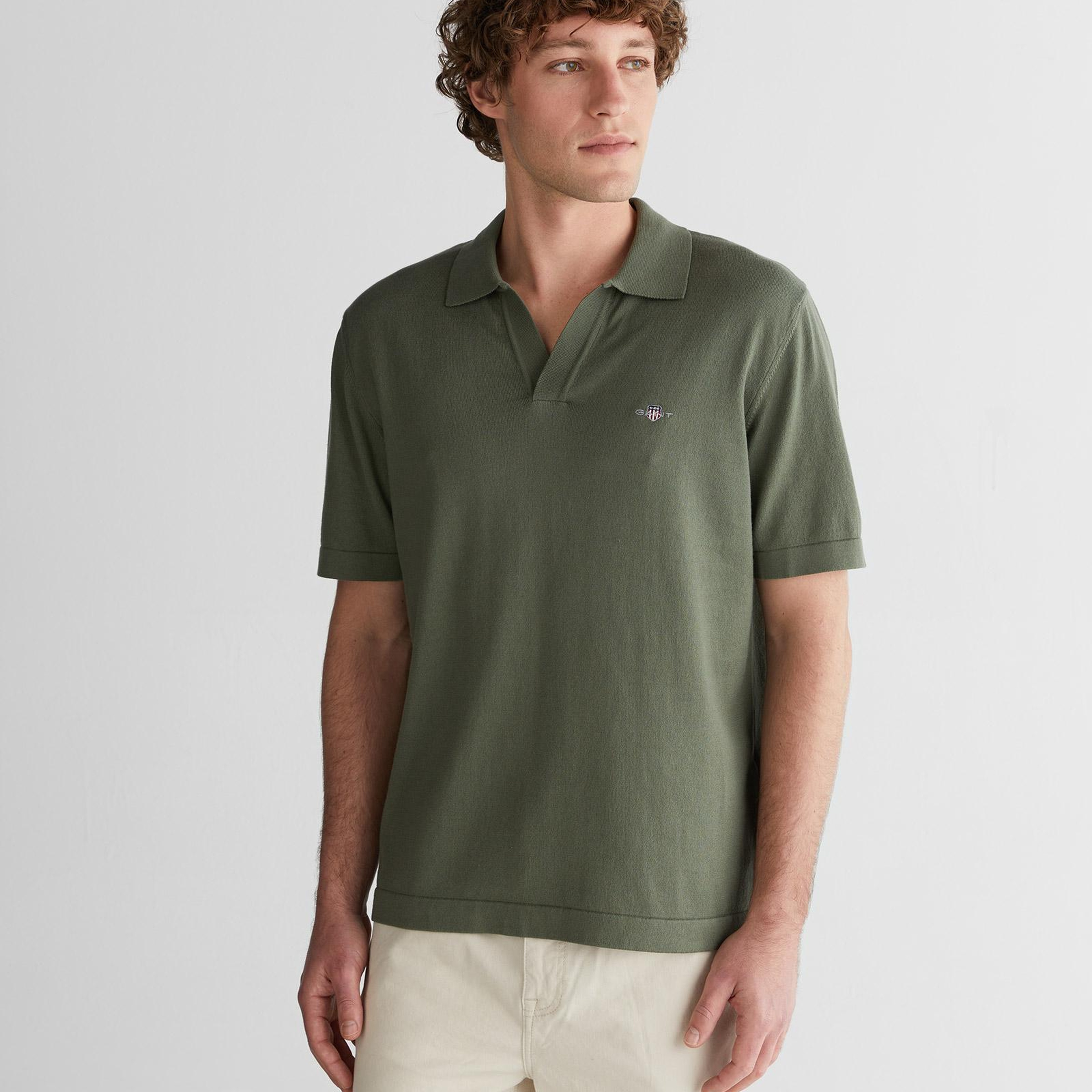 GANT Erkek Yeşil Regular Fit Polo Yaka Kısa Kollu Triko