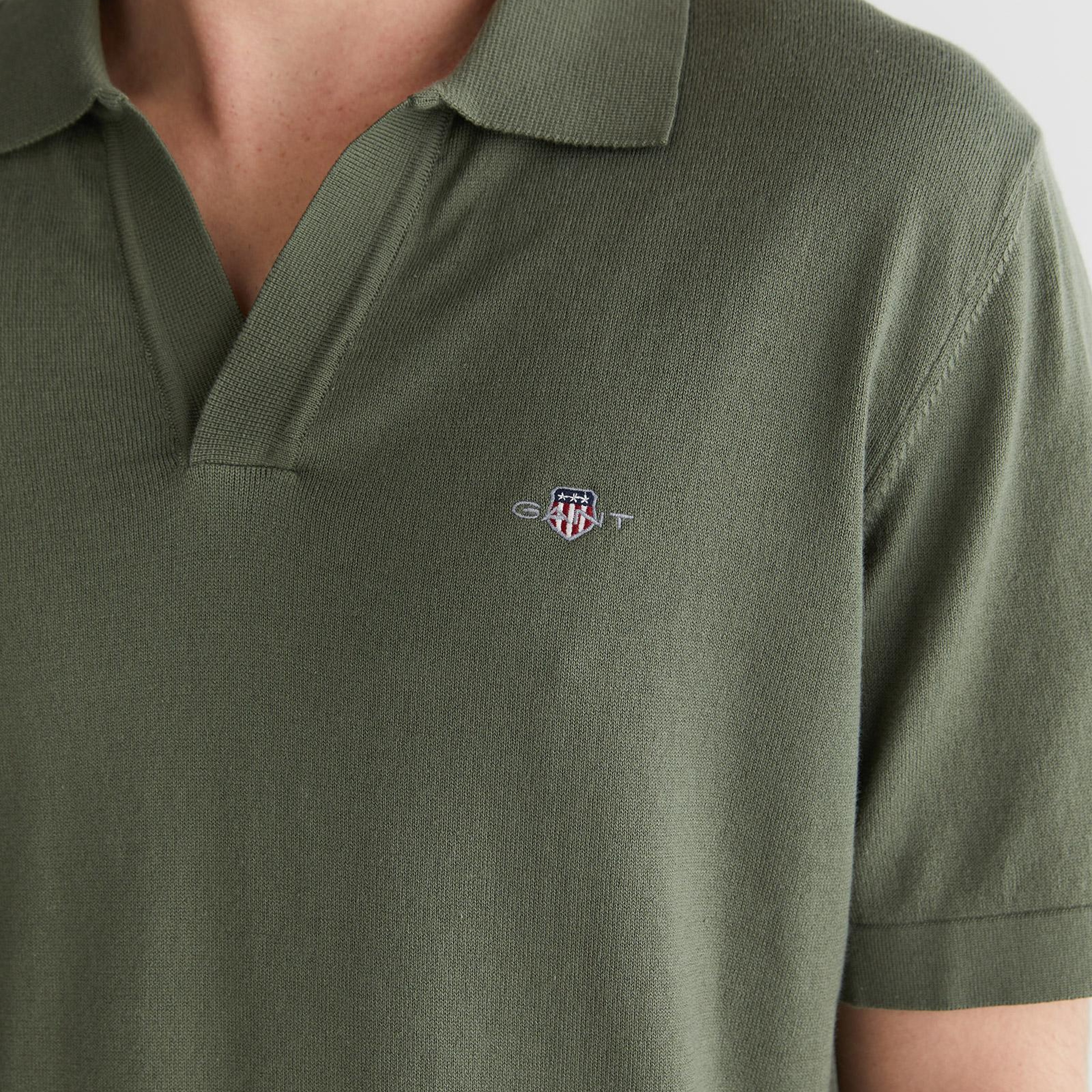 GANT Erkek Yeşil Regular Fit Polo Yaka Kısa Kollu Triko