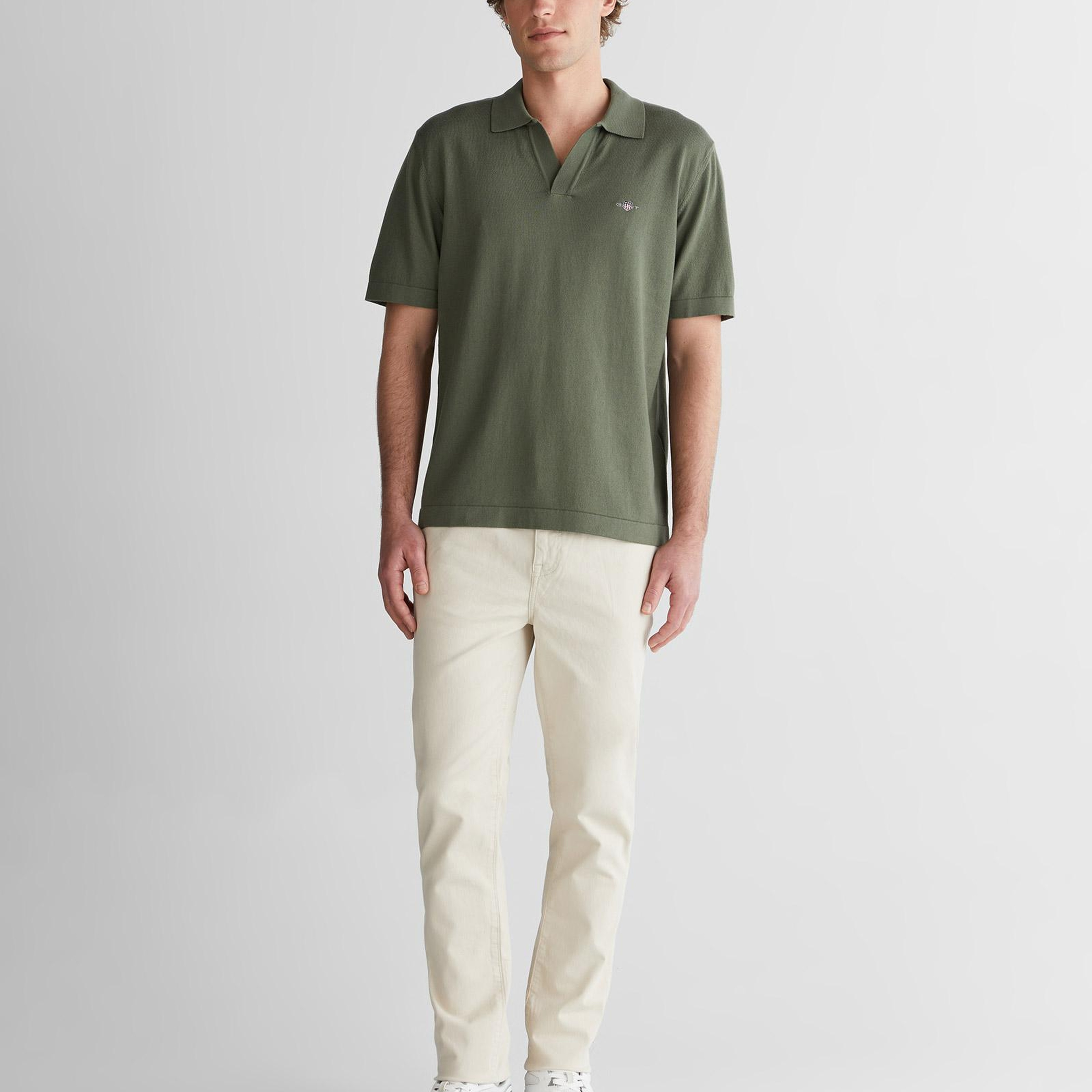 GANT Erkek Yeşil Regular Fit Polo Yaka Kısa Kollu Triko