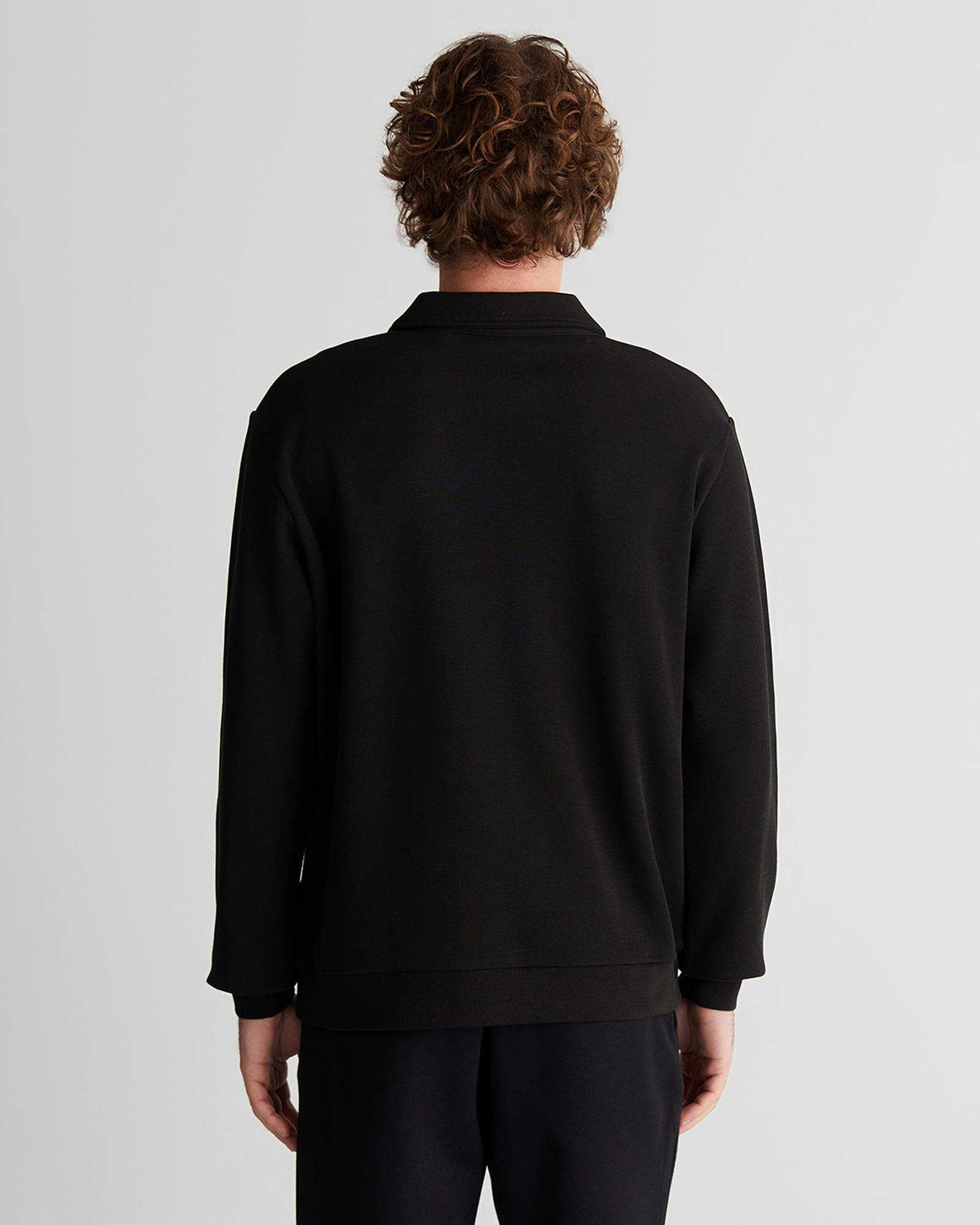 GANT Erkek Siyah Regular Fit Yarım Fermuarlı Logolu Sweatshirt