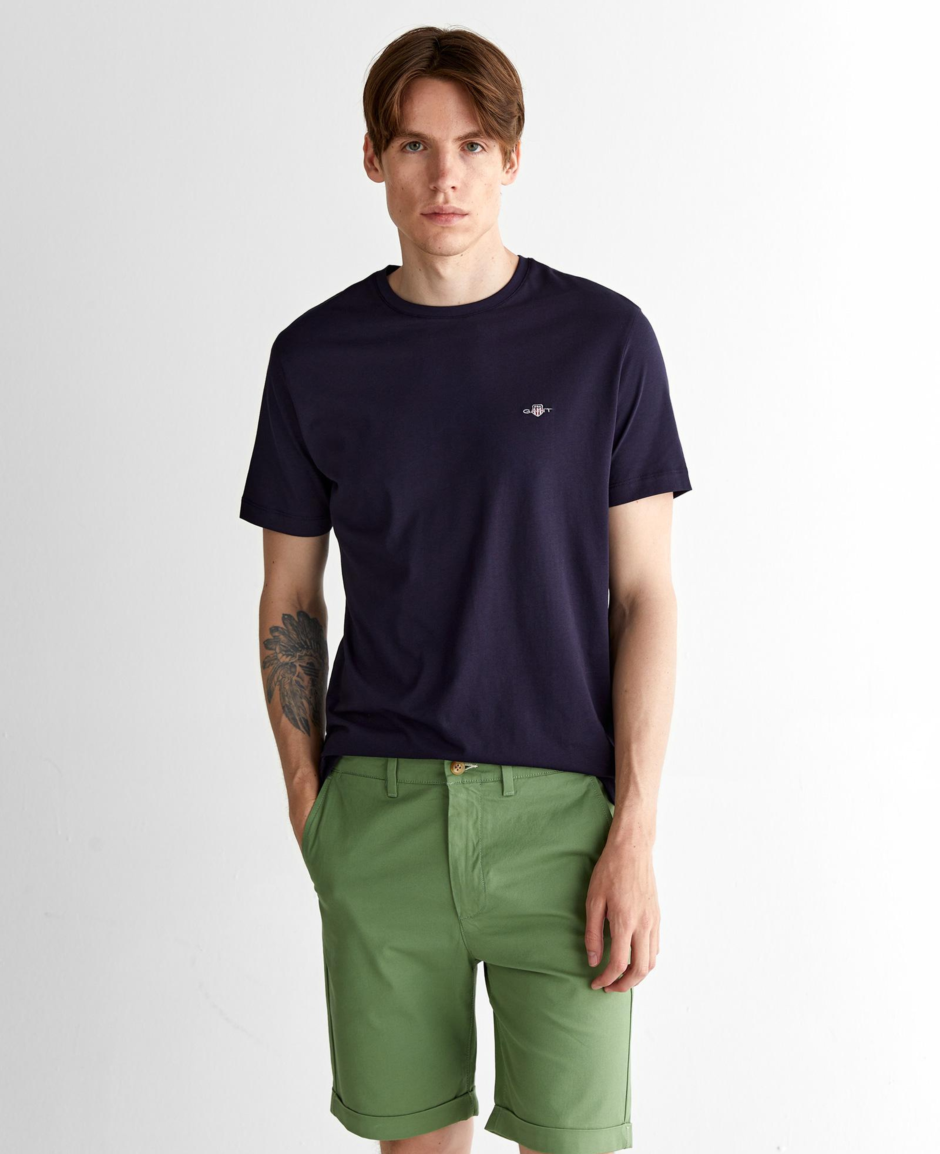 GANT Erkek Lacivert Regular Fit Bisiklet Yaka T-Shirt