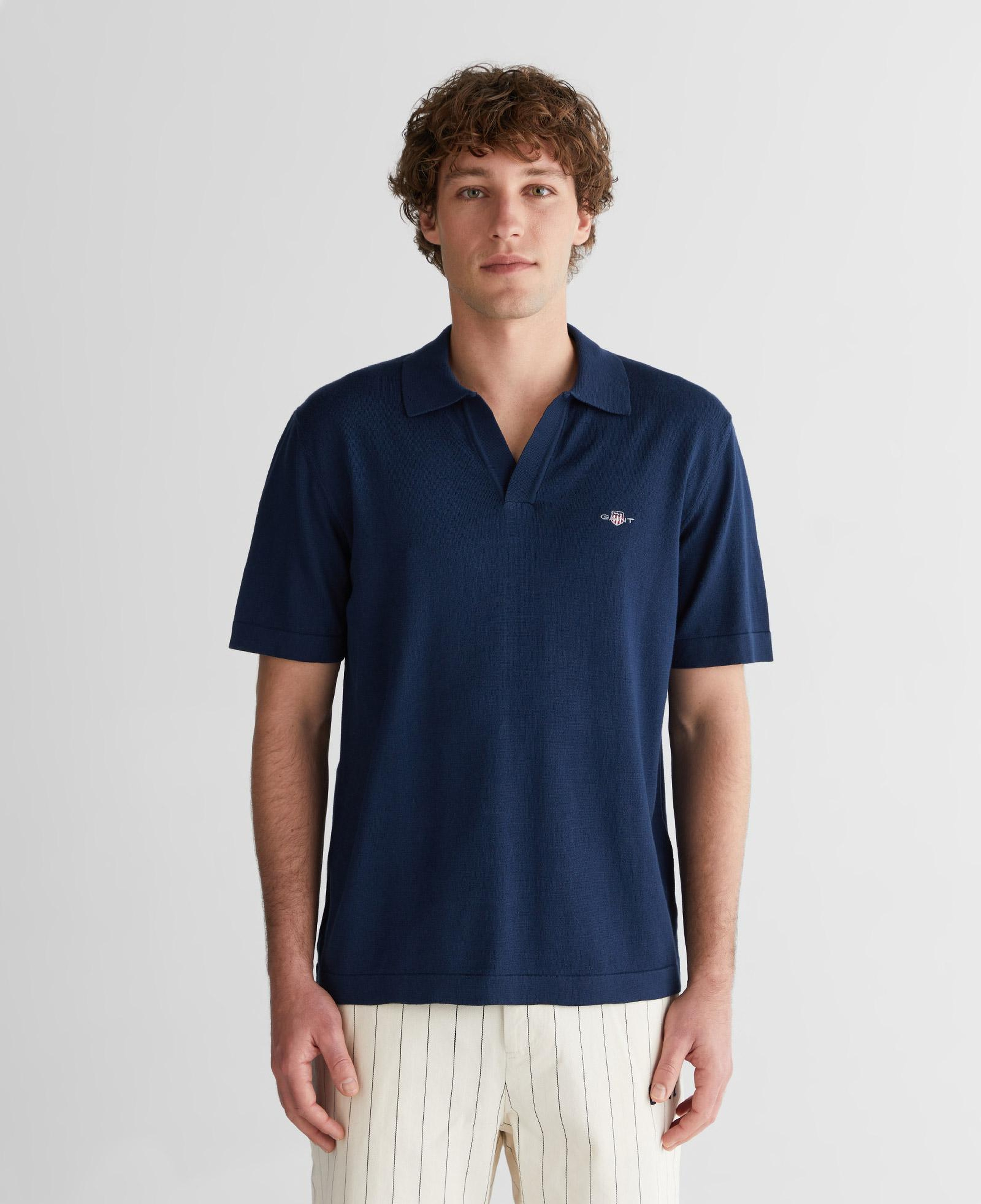 GANT Erkek Lacivert Regular Fit Polo Yaka Kısa Kollu Triko