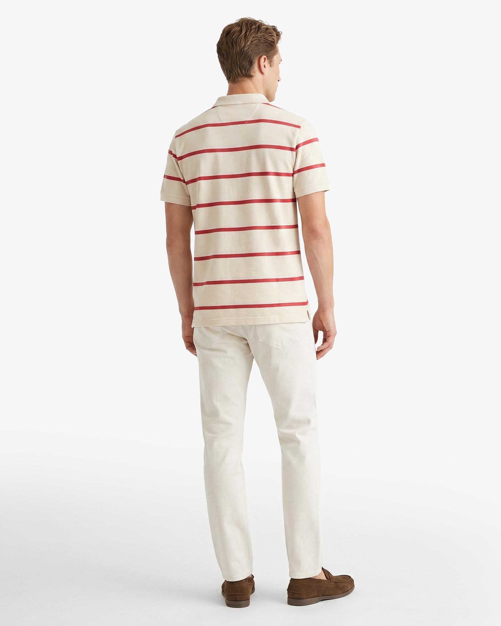 GANT Erkek Krem Regular Fit Çizgili Logolu Polo Yaka T-Shirt