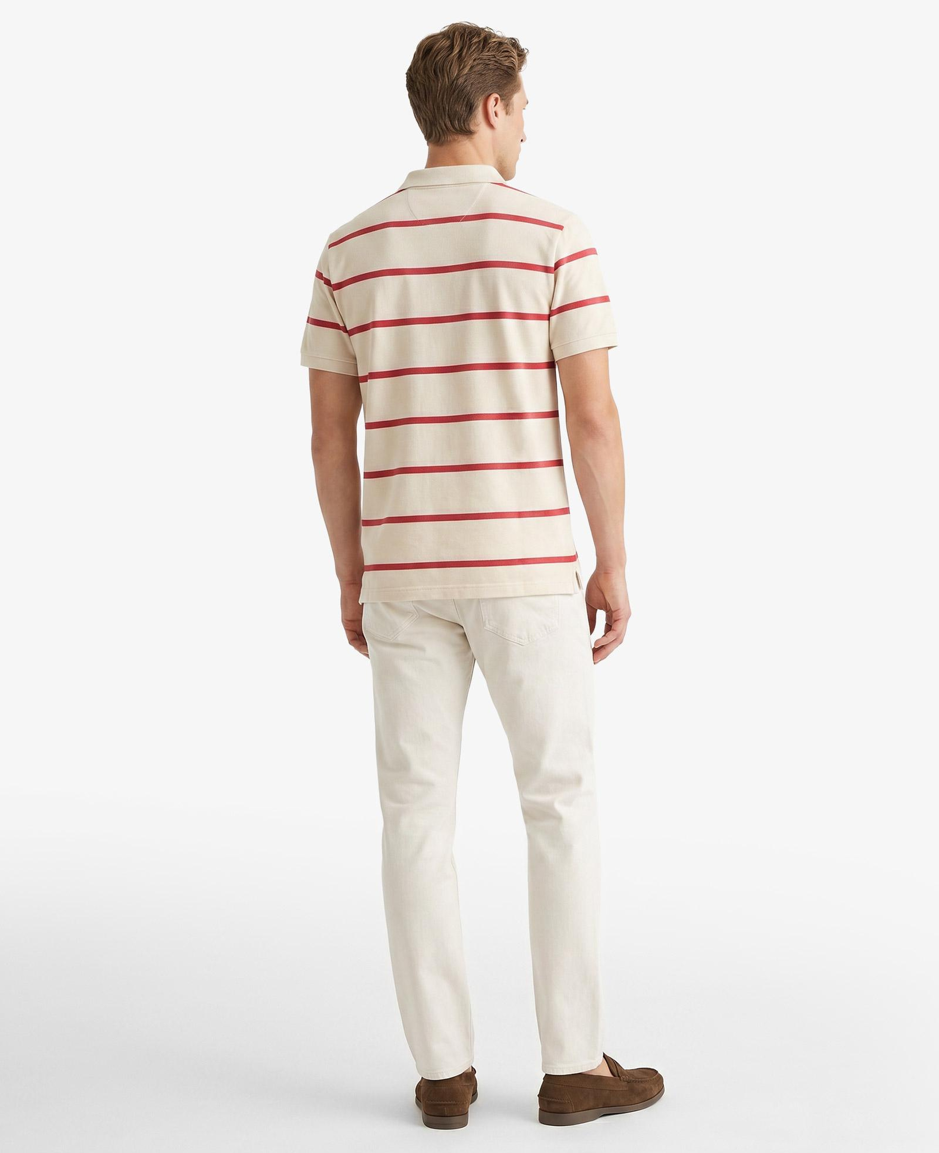 GANT Erkek Krem Regular Fit Çizgili Logolu Polo Yaka T-Shirt