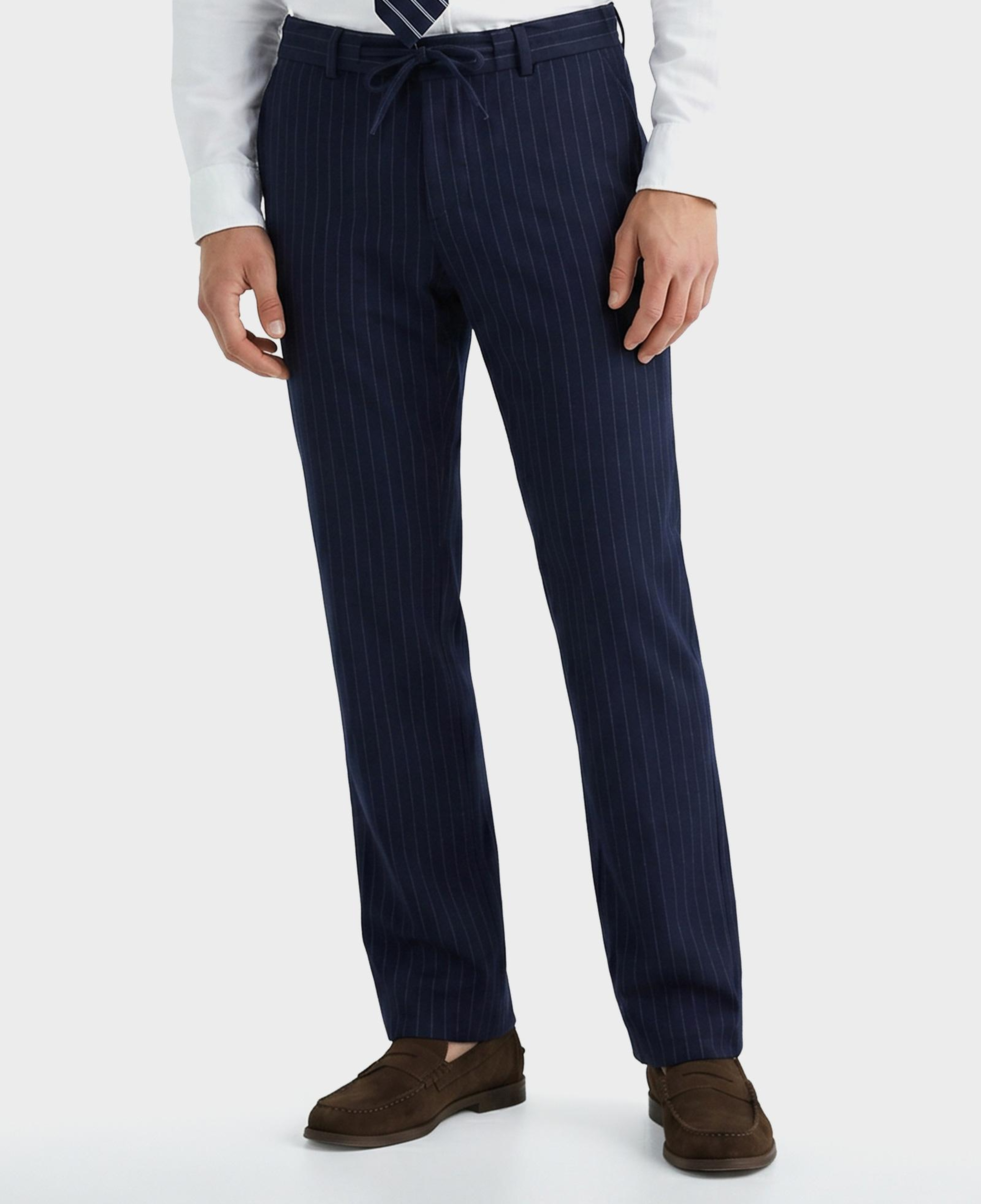 GANT Erkek Lacivert Regular Fit Çizgili Pantolon
