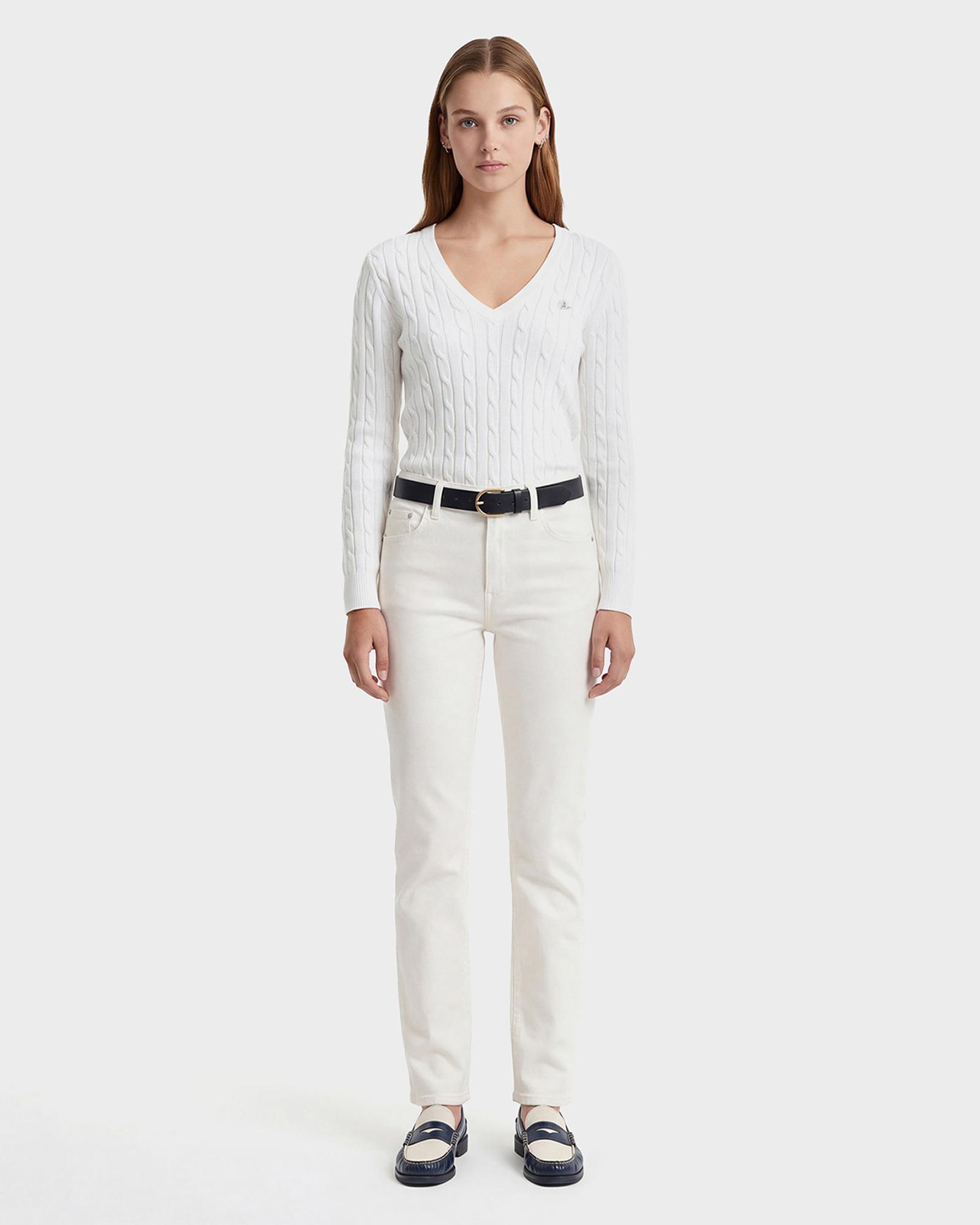 GANT Kadın Beyaz Regular Fit Jean