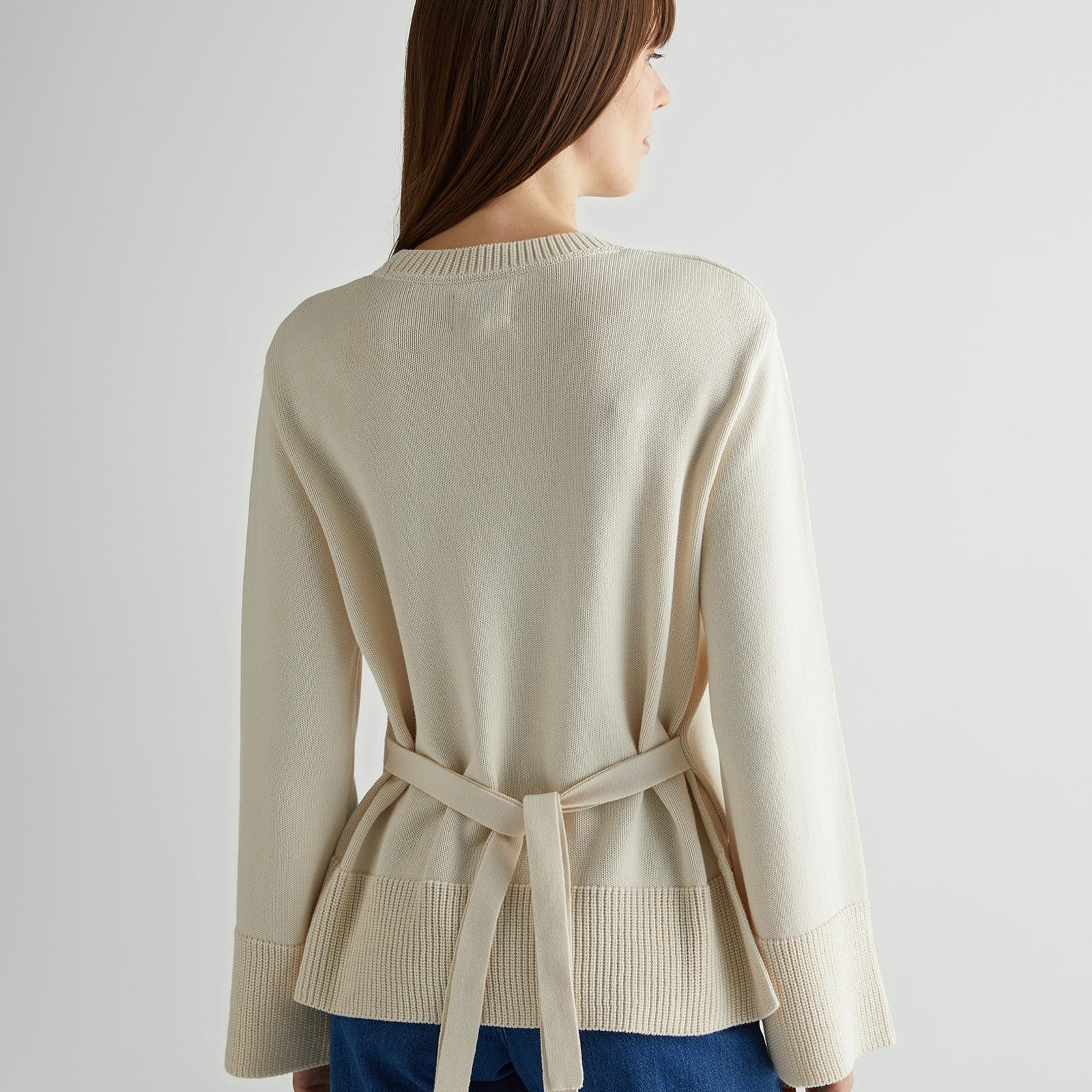 GANT Kadın Krem Oversize Fit Bisiklet Yaka Logolu Kazak