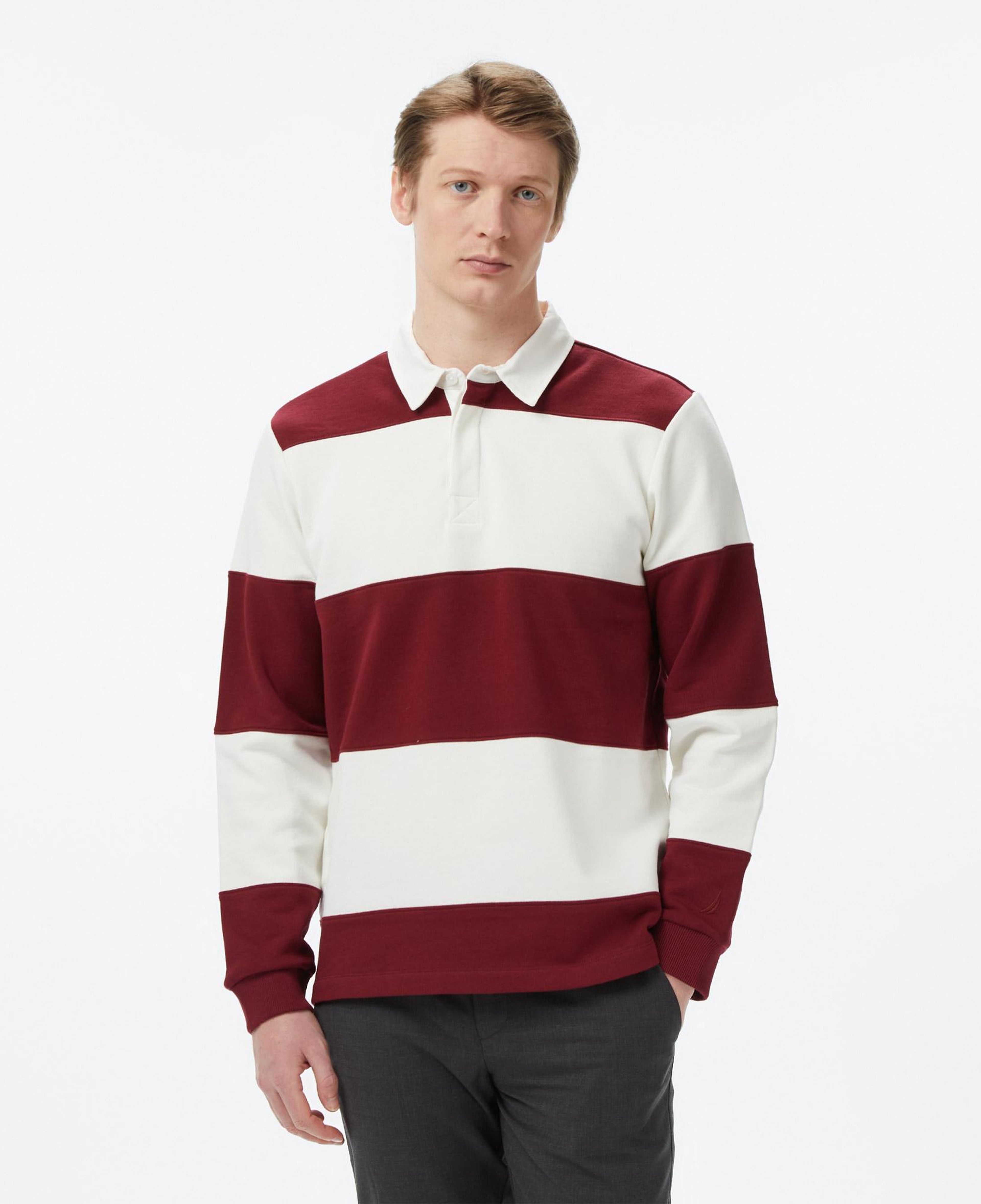 Nautica Erkek Bordo Regular Fit Çizgili Sweatshirt