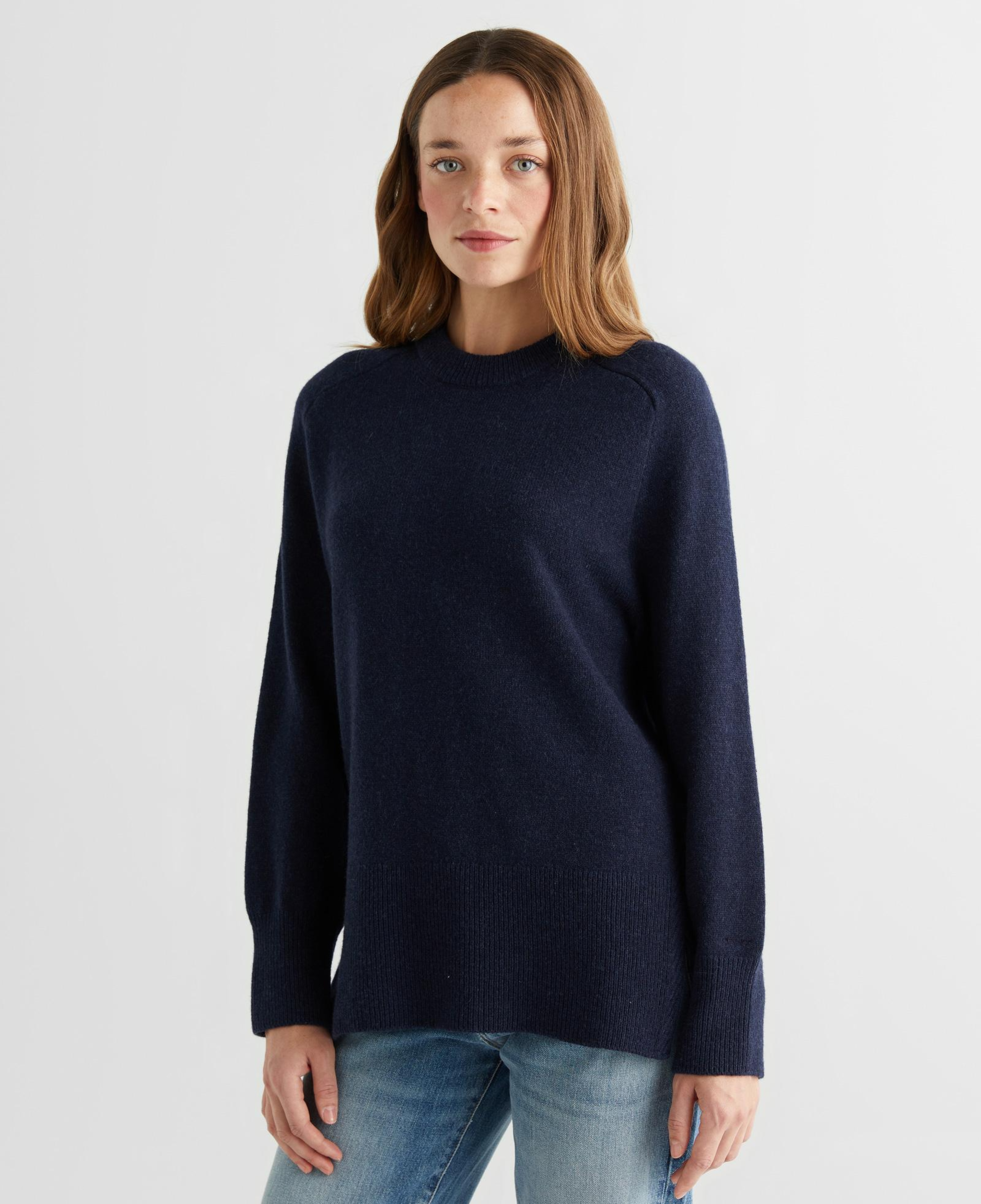 GANT Kadın Lacivert Relaxed Fit Bisiklet Yaka Kazak