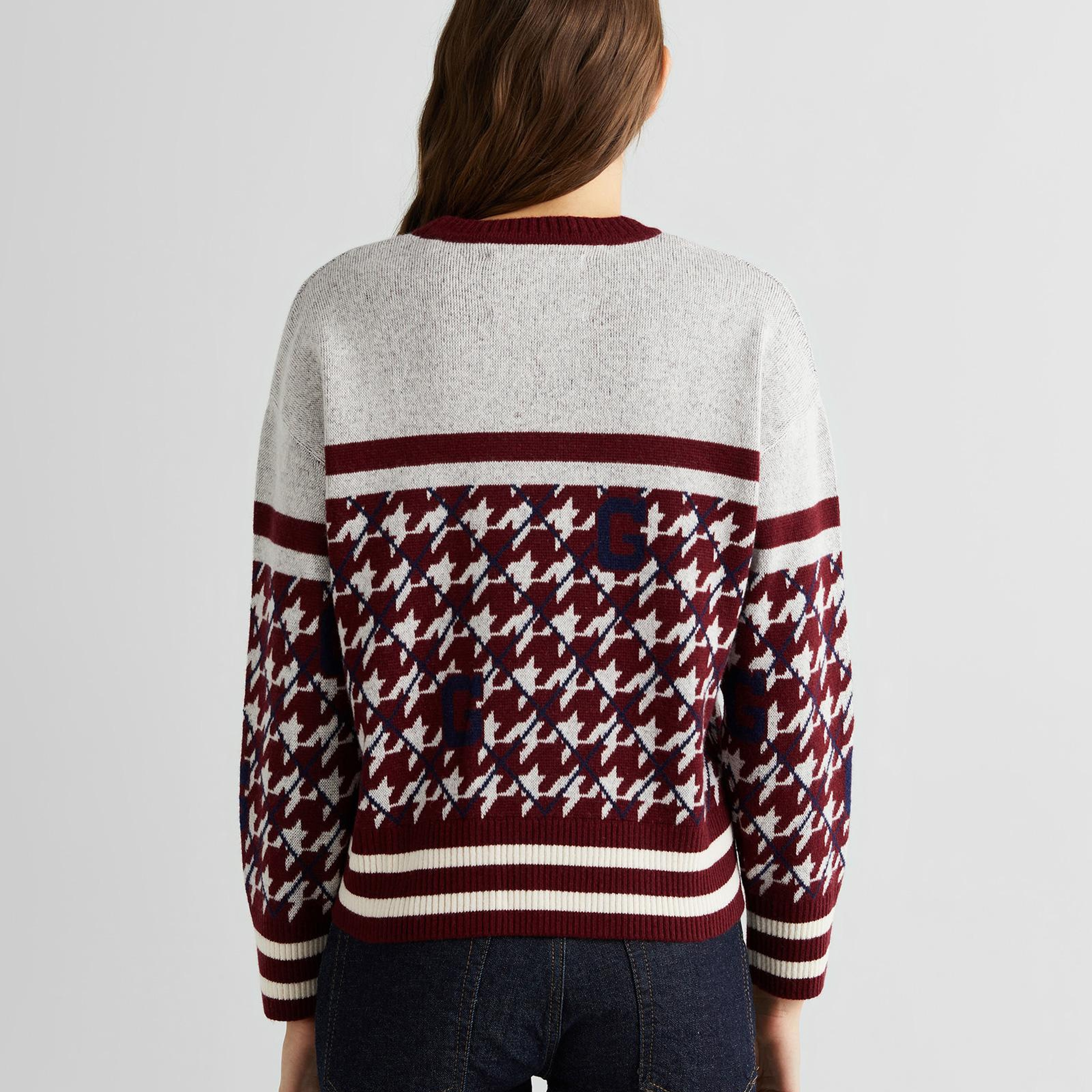 GANT Kadın Bordo Relaxed Fit Bisiklet Yaka Logolu Kazak