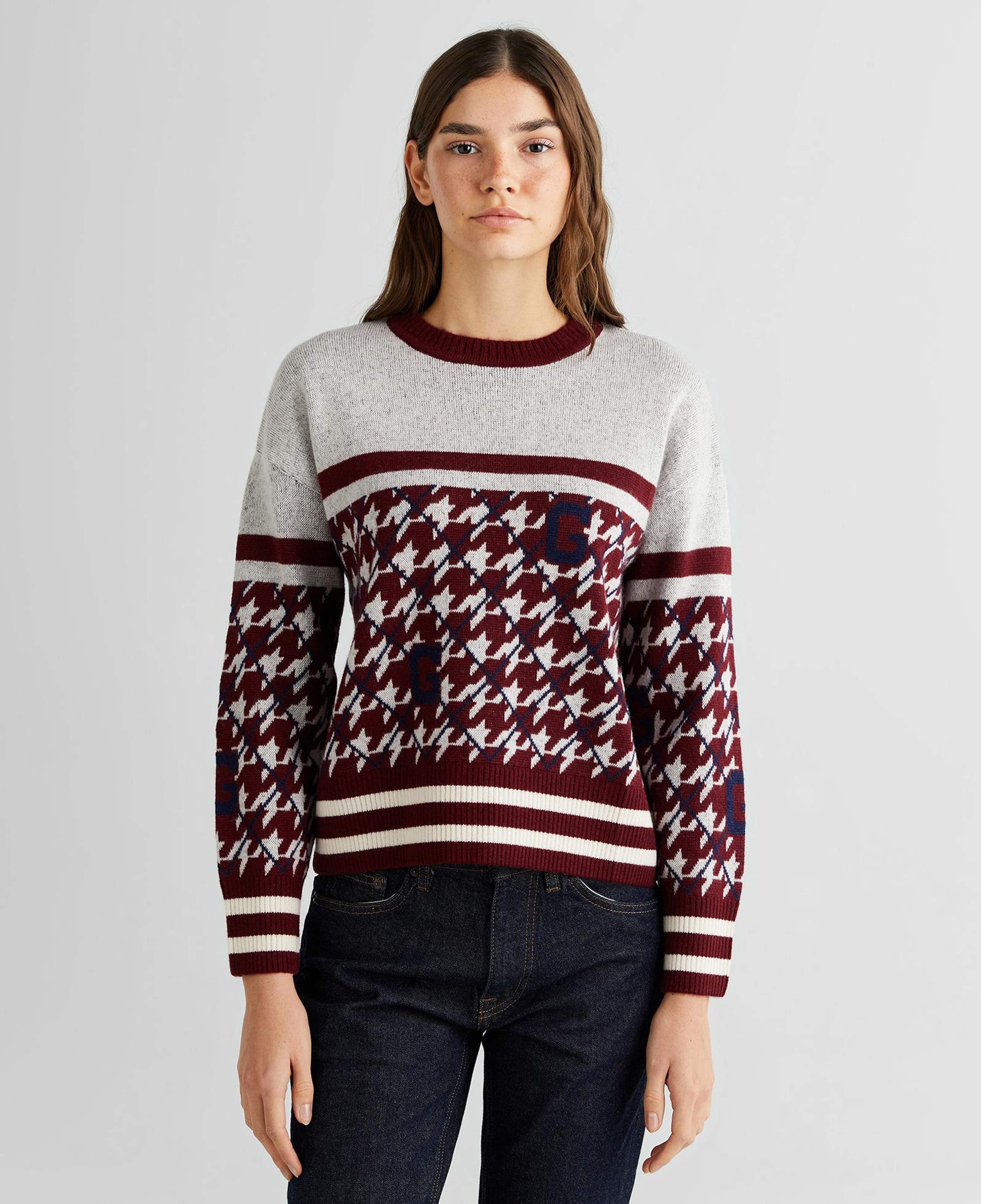 GANT Kadın Bordo Relaxed Fit Bisiklet Yaka Logolu Kazak