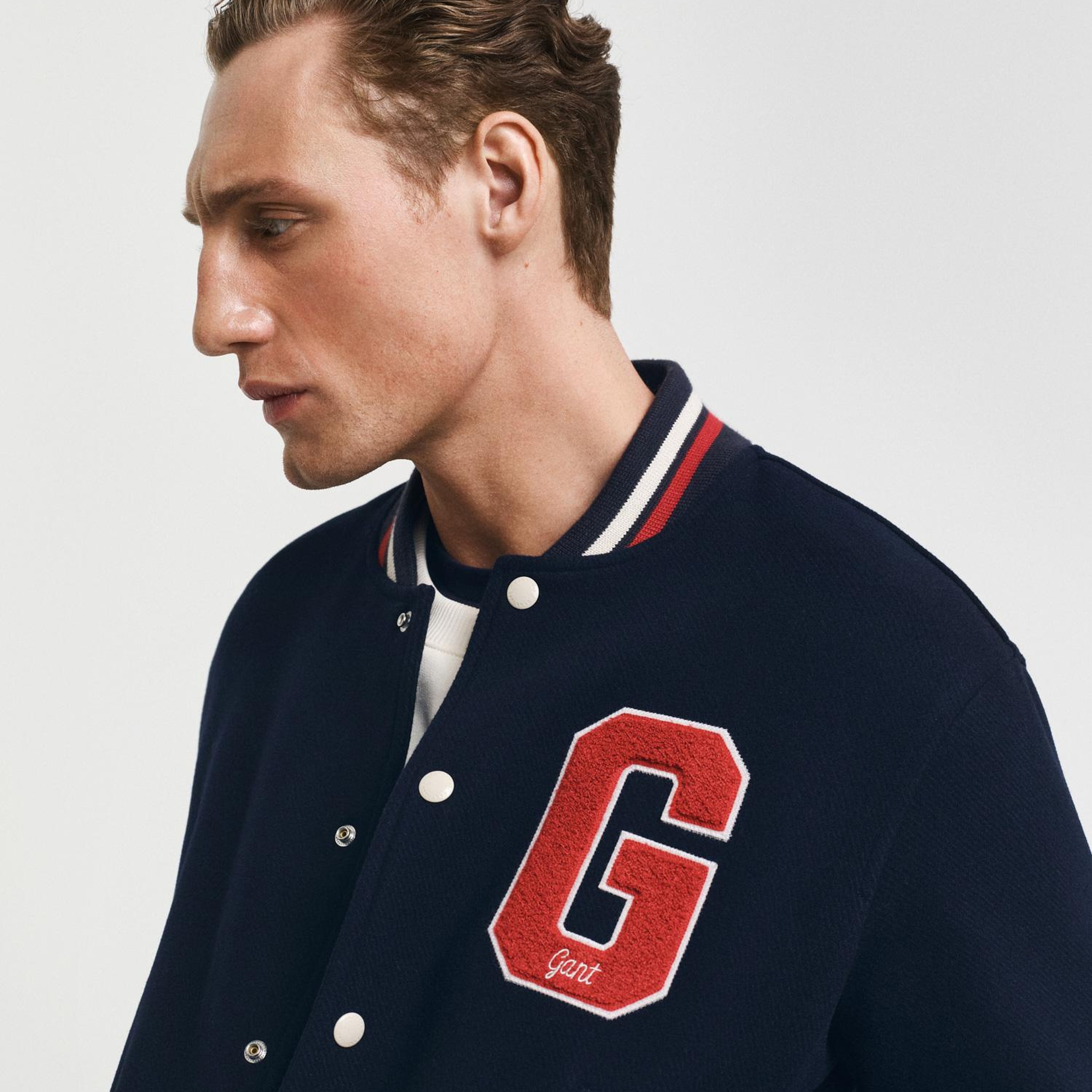 GANT Unisex Lacivert Hakim Yaka Logolu Bomber Ceket