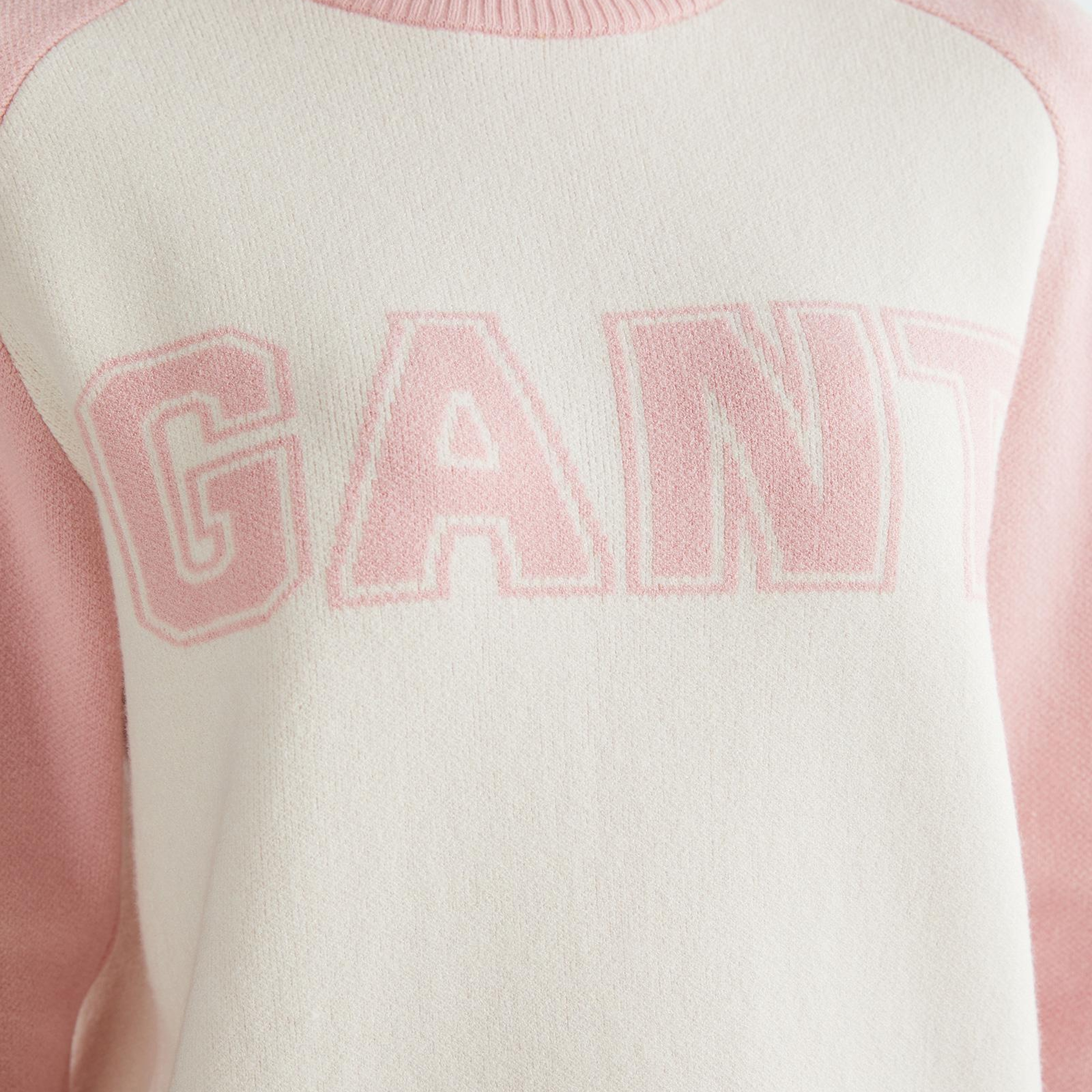 GANT Kadın Krem Regular Fit Bisiklet Yaka Logolu Kazak